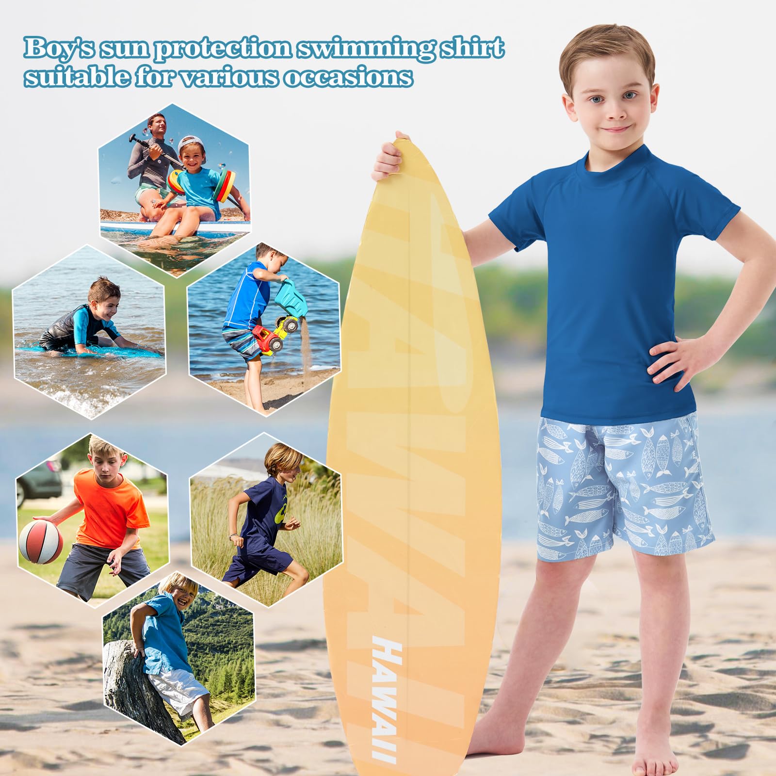 MEETWEE Garçon Manches Courtes Longues Rash Vest Garde Enfants Natation Top UV Protection Solaire pour Surf Beach Pool