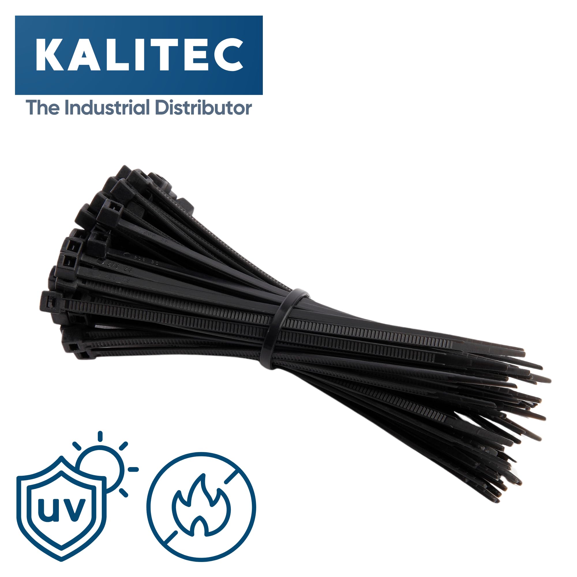 Lot De 100 Serre-câbles Kalitec Noirs 160 Mm X 4,8 Mm I Serre Câbles Résistants Résistance