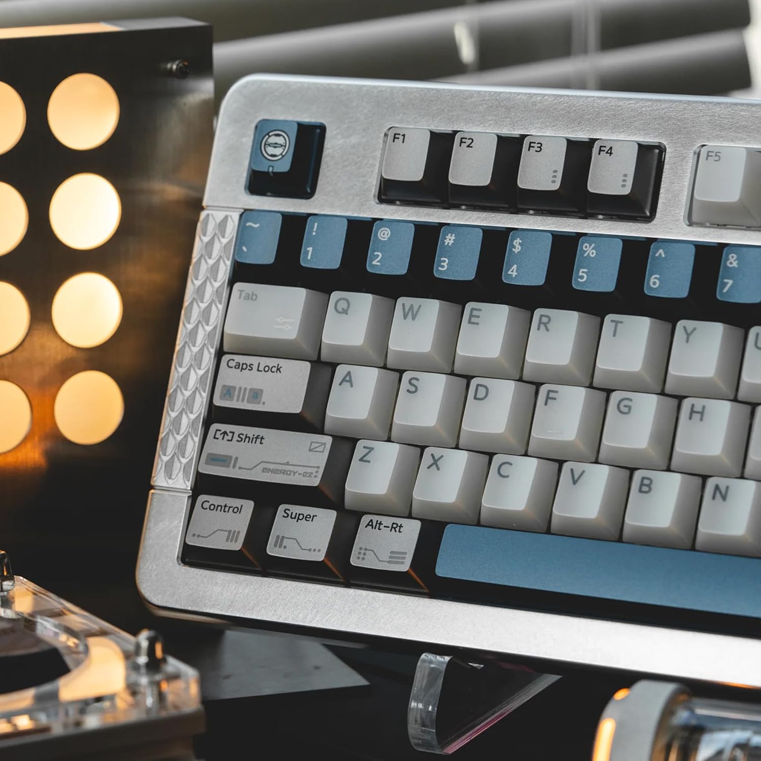 Overload Theme keycaps Cherry Shape 186 Keys pbt Material + pc Material, Custom Metal and Pearl Color Coating, keycap Set Suitable for 61/87/104/108 Cherry MX switches and Other Mechanical Keyboards