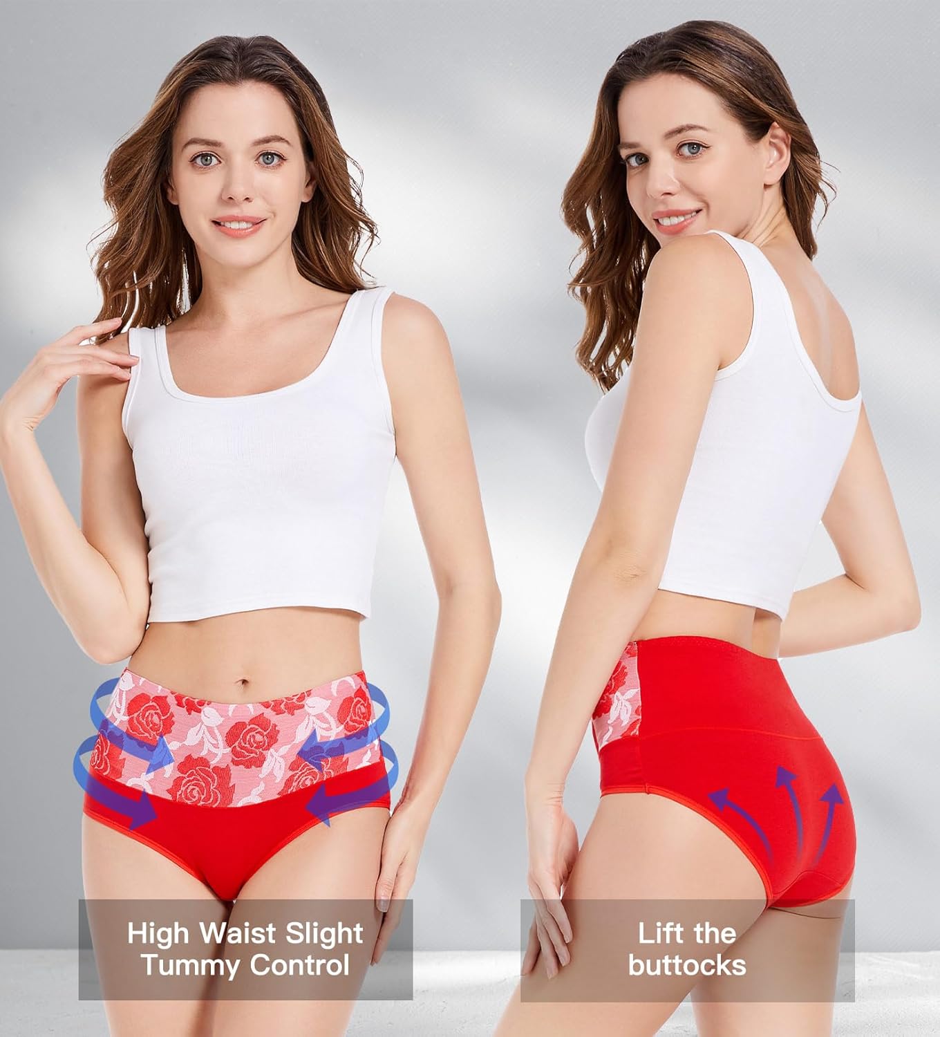 HAVVIS Women's Briefs Underwear Cotton High Waist Tummy Control Panties Rose Jacquard Ladies Panty Multipack - Image 4