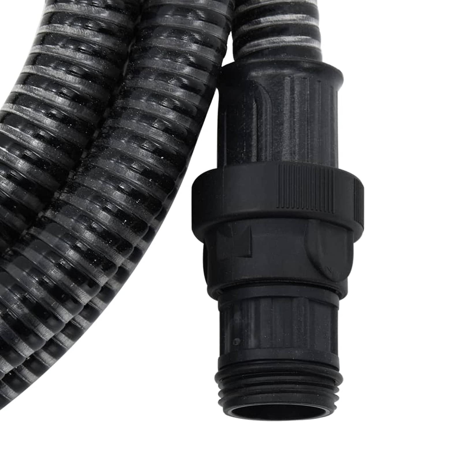 Tubo di Aspirazione con Raccordi in Ottone Nero 1" 10 m PVC,Tubo Aspirazione Rinforzato Per Pompe