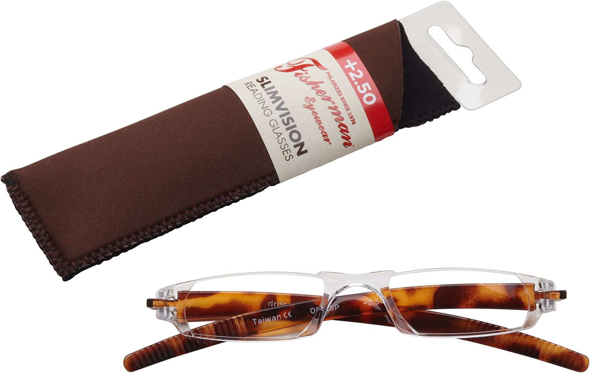 Fisherman Eyewear Slim Vision Rimless Reading Glasses, Tortoise