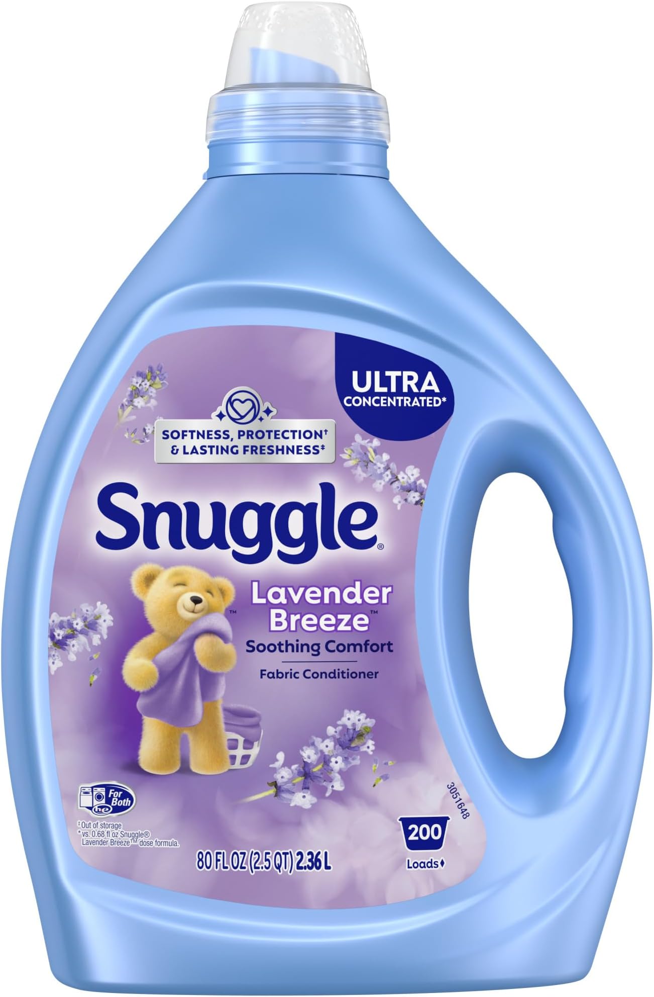 Snuggle Fabric Softener Liquid, Ultra Concentrated, 80 Oz, 188 Medium Loads, Lavender Breeze Fabric Conditioner, Long-Lasting Scent, Softens, Reduces Static & Wrinkles, Helps Protect Color