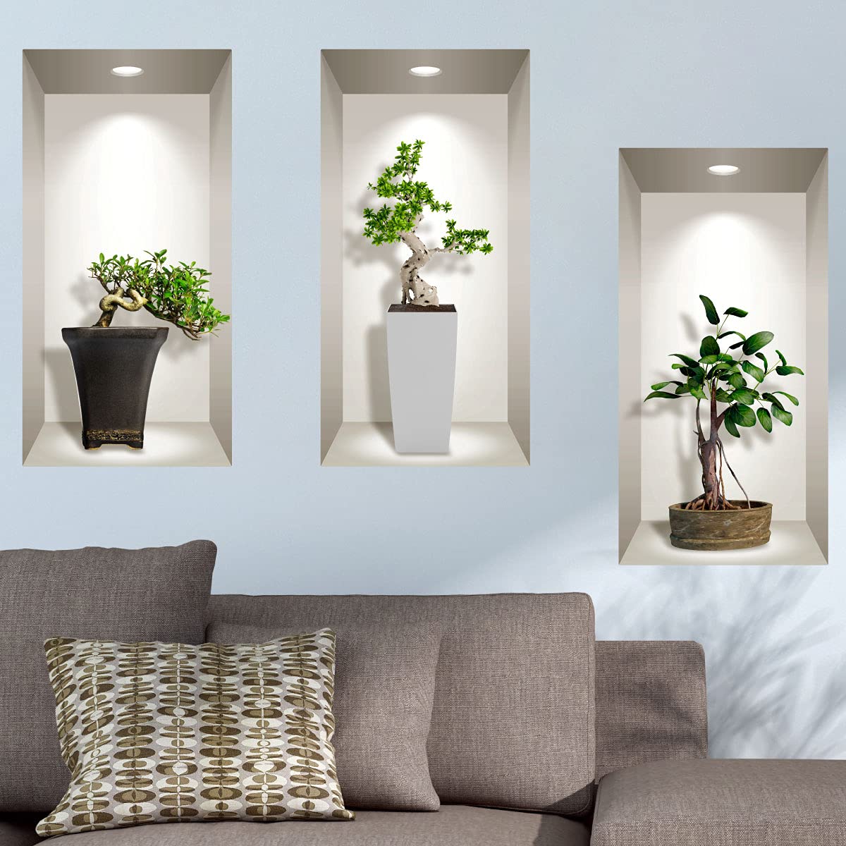 3D-Wandaufkleber, selbstklebend, 3D-Effekt, Bonsai-Pflanzen, Asien-Bonsai, Wandtattoo, für Schlafzimmer, Erwachsene, 3D-Wandtattoo, Wohnzimmer, Wandaufkleber, Trompe-Auge, 60 x 90 cm