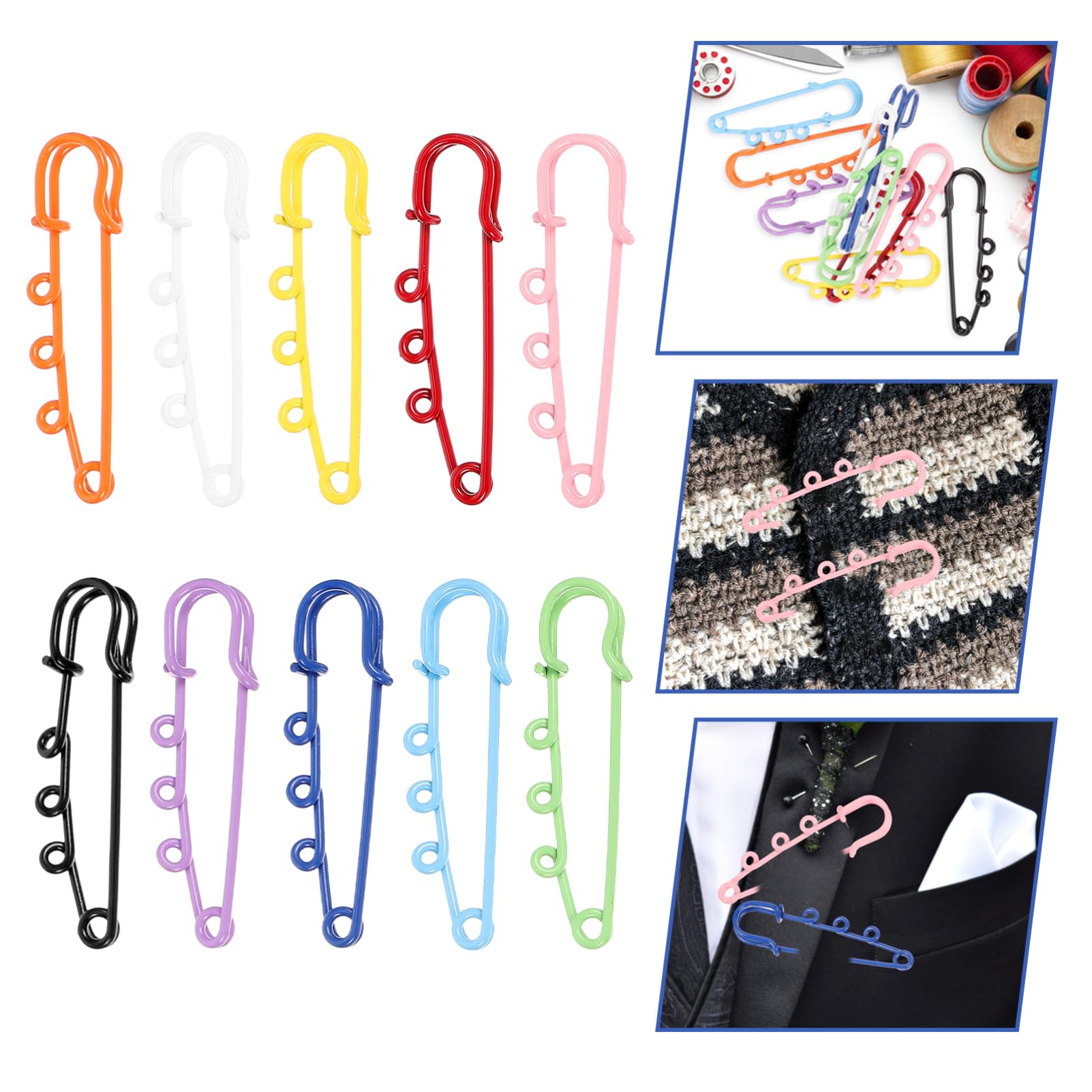 VILLCASE 5 Kisten Verriegelung Makramee Perlen Armband Sicherungsbügelstift Schwere Drücken Sie Für Korkplatte Sicherheitsnadeln in Verschiedenen Größen Knopf Metall Colorful