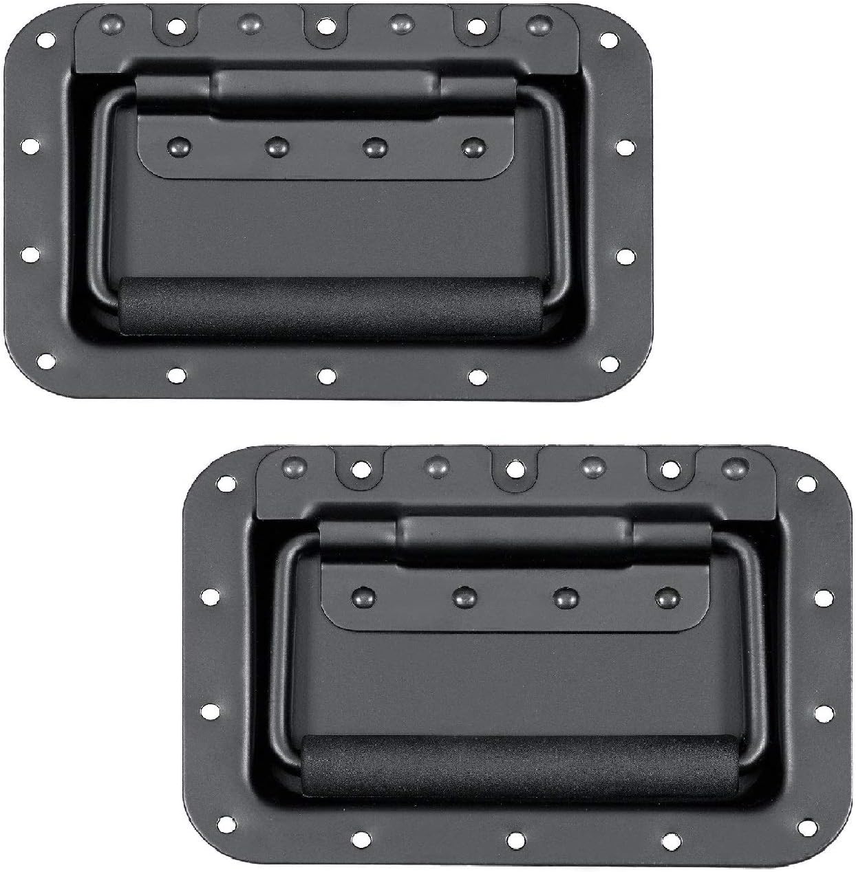 USA Speaker Cabinet Handles - Set of 2 | 5.5x3.9 inches | Recessed Back | High Strength Metal Plate, Powerful Spring | Rubberized Holder | Reduce Hand Fatigue | 1 Pair