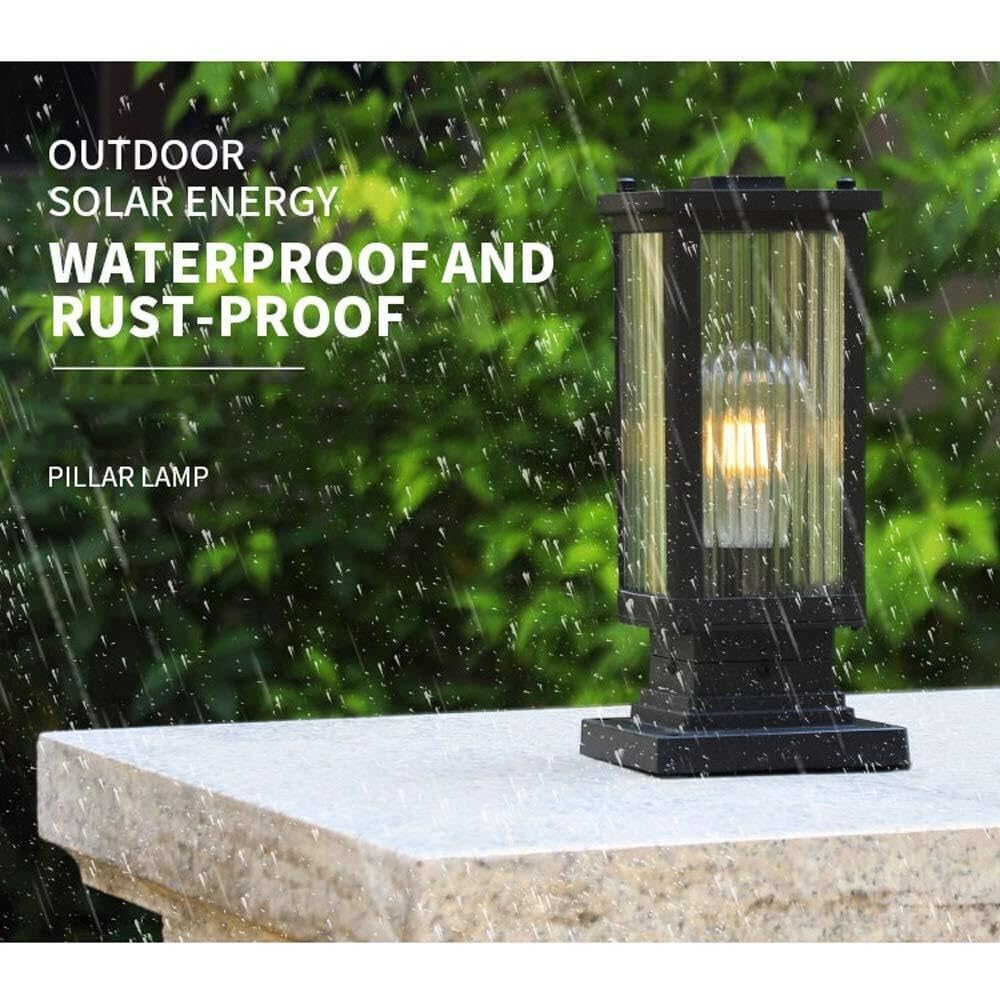 Farola Exterior Para Valla Poste De Luz Exterior De Aluminio Y Vidrio, E27, Resistente Al Agua, Para Jardín, Patio, Villa, Lámpara De Pilar, Lámpara De Columna De Porche Europea Luz De Columna(18*35.5