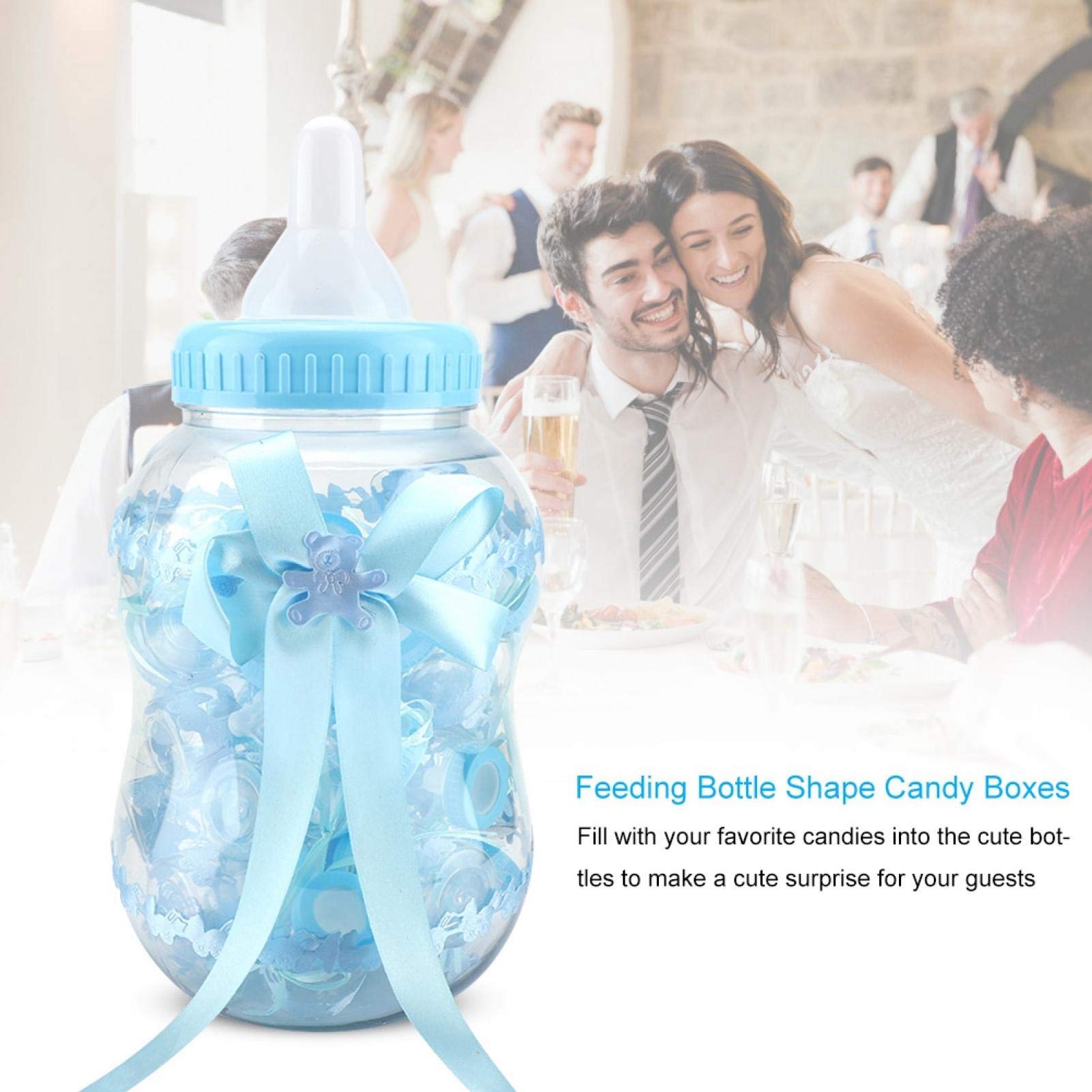 30 Pezzi biberon gigante con mini biberon azzurro Bottiglia di Caramelle Mini Bottiglia di Plastica per Regali Compleanno Baby Shower Decorazioni pe Battesimo Nascita Comunione(Blu)