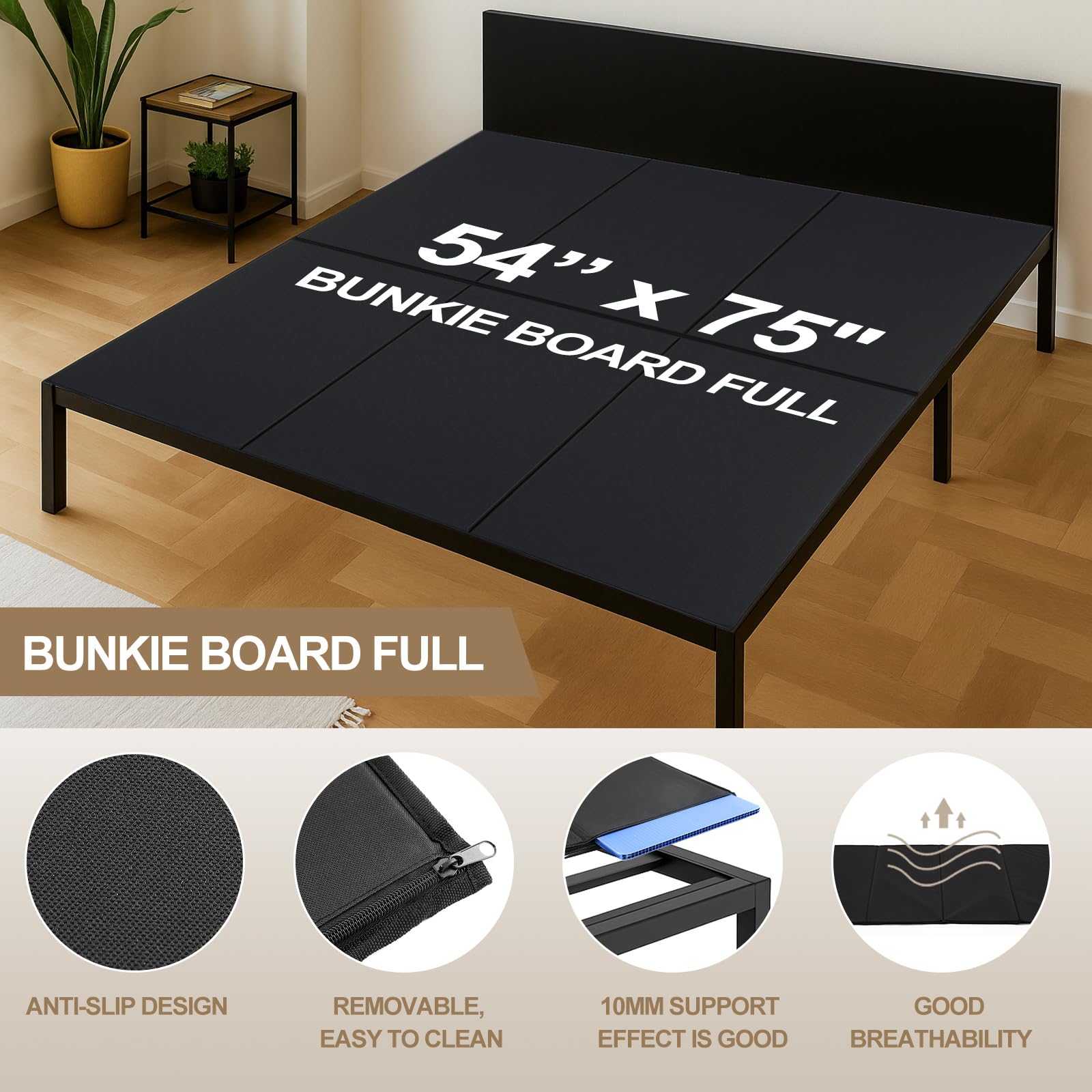 CroBlissful 10 mm Bunkie-Board, volle Größe, 137 x 190 cm, feuchtigkeitsbeständig, Schlafsofa-Unterstützung unter der Matratze für Metallrahmen, flache Bettstütze, Plattformbett und Couch