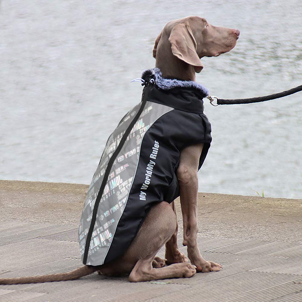 Idepet Manteau de Chien Veste Chaude, Combinaison de Neige réfléchissante pour Animaux de Compagnie imperméable en Plein air pour Chien vêtements Tenue Gilet avec Trou de Harnais