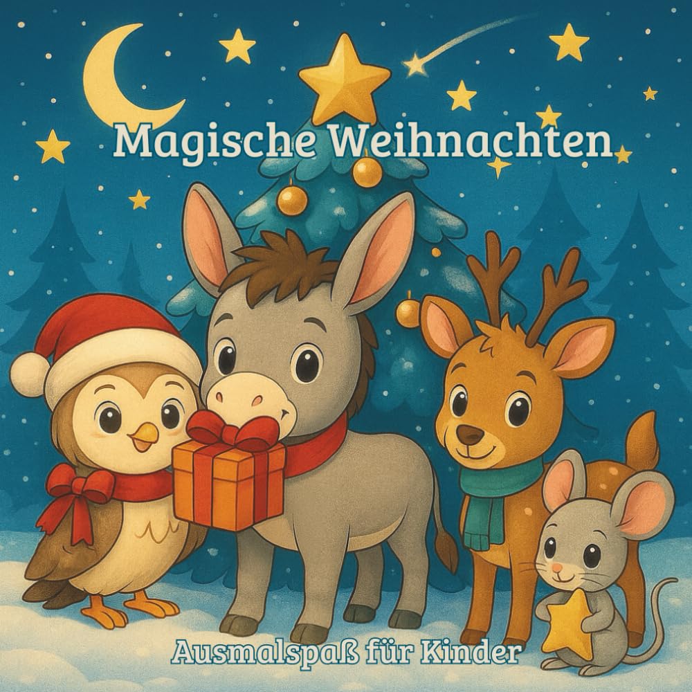 Magische Weihnachten - Ausmalspaß für Kinder: Zauberhaftes Weihnachts-Ausmalbuch für Kinder ab 3 Jahren – Magische Wintermotive, Tiere und festlicher Ausmalspaß