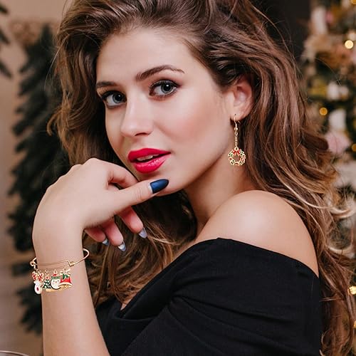 Miniatura 6 de Noverlife 100 dijes de metal de Navidad para bricolaje, dijes de esmalte dorado de Navidad, colgantes de joyería de Navidad para fabricación de