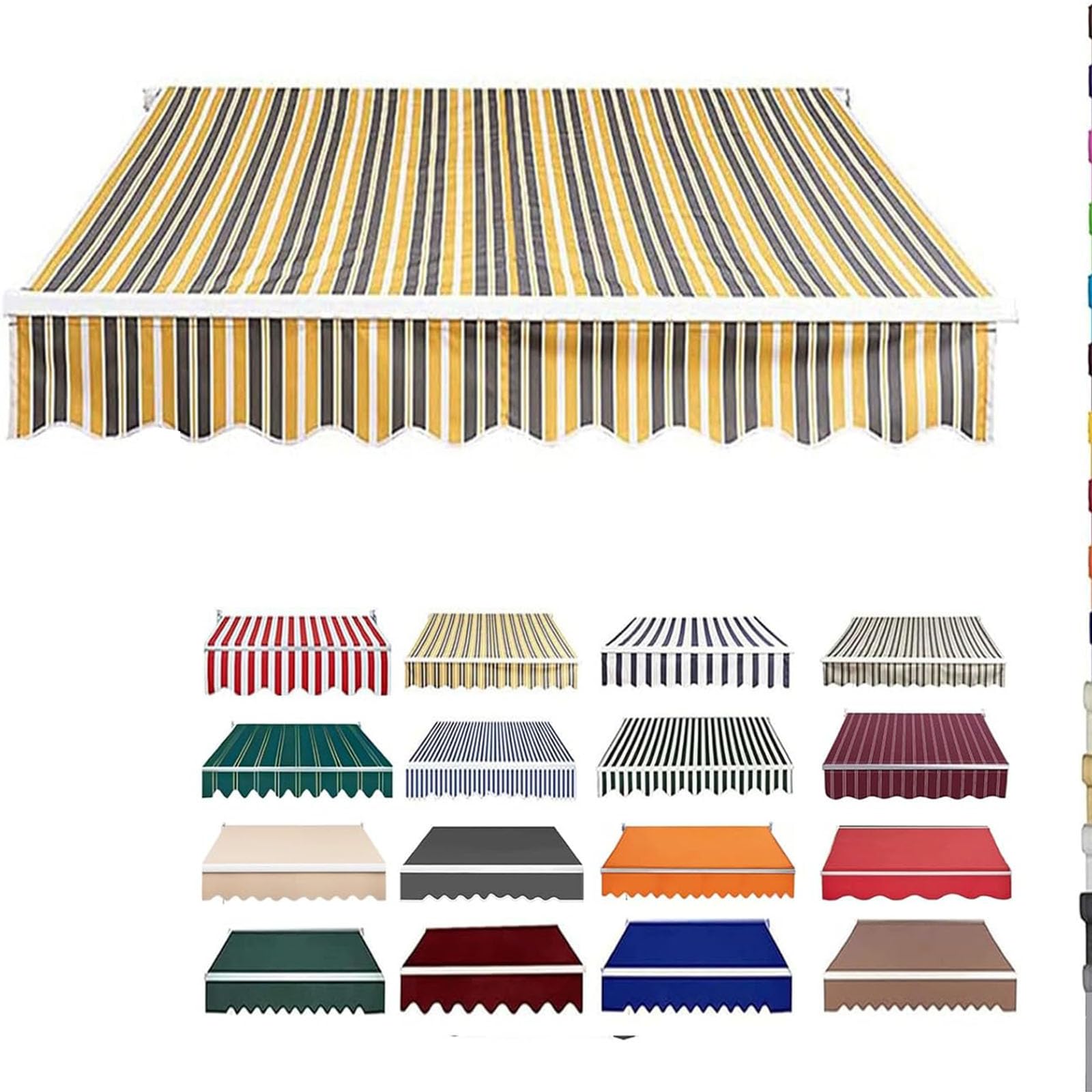 Retractable Patio Awning Replacement Fabric, Water-Resistant Polyester Replacement Canvas For Awnings, Deck, Balcony, Yard,Awning Replacement Canopy,01,12.1x11.5FT/370x350CM