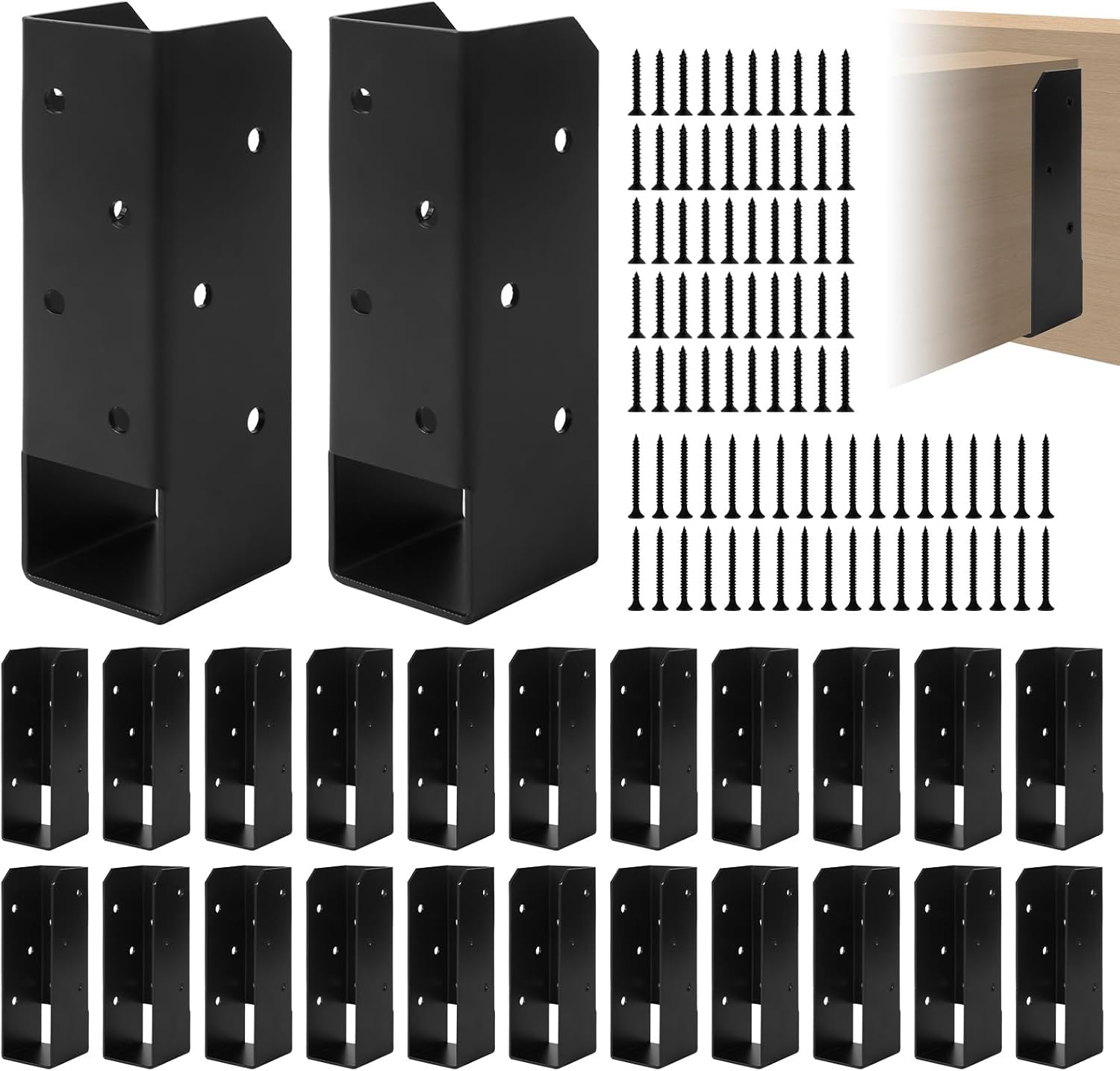 Concealed Joist Hangers, 2x6 Joist Hanger Mounting Joist Bracket with Screws for 2"x6" Beam,Swing, Handrail,Fence, 24 Pcs
