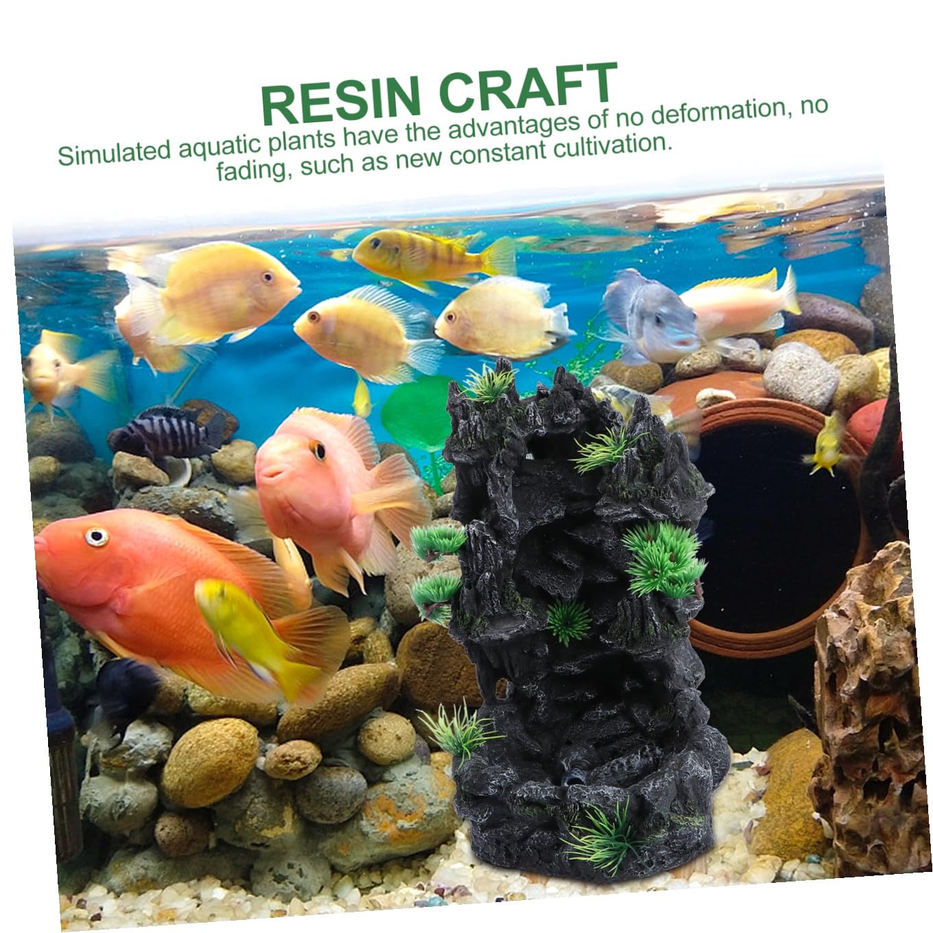 Happyyami 1stück Kreative Aquarium Dekoration Mit Wasserfall-Effekt Resin Rockery Für Fischbehälter Langlebig Und Pflegeleicht Für Wohnräume Und Badezimmer