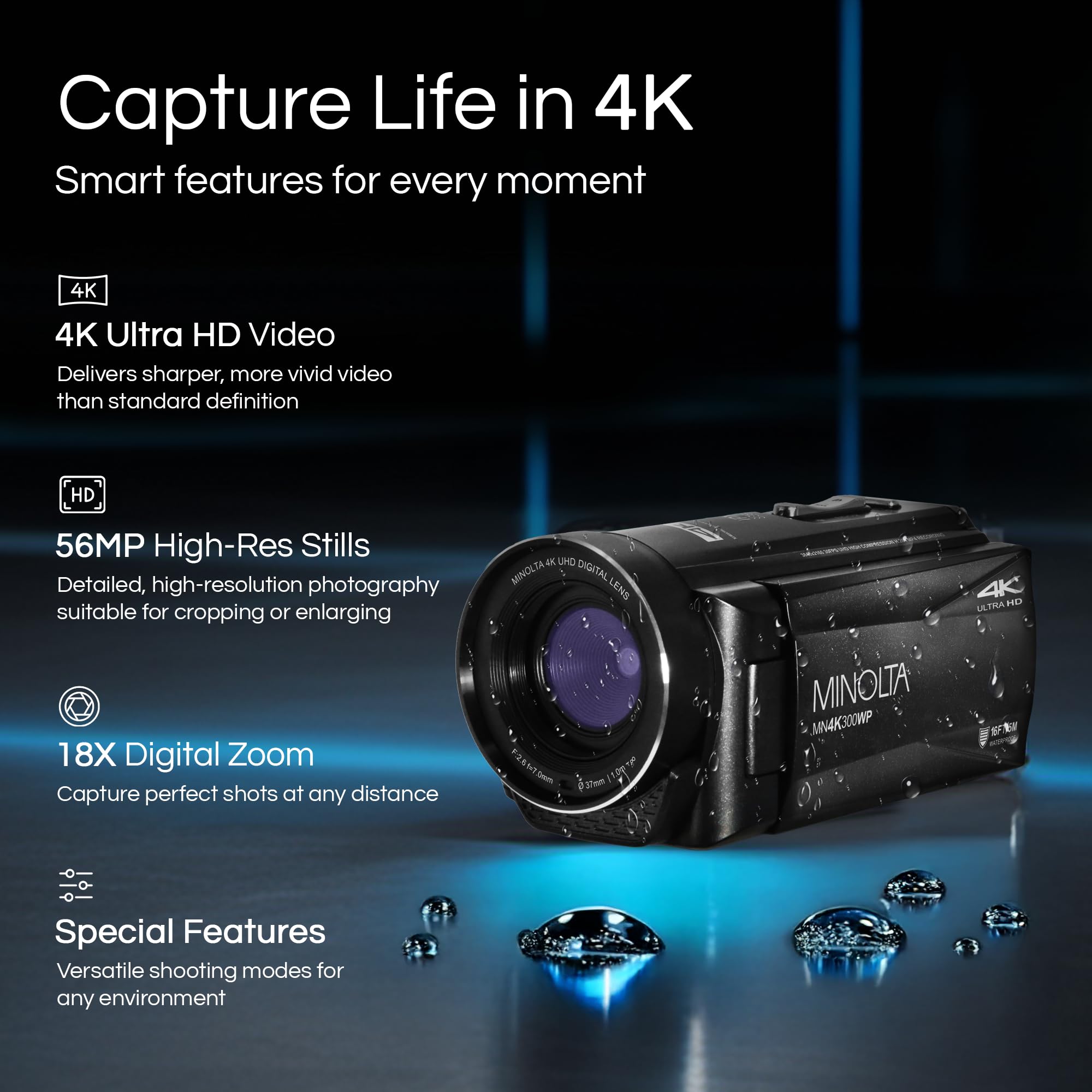 4K Waterproof Camcorder 本体 Vivitar 4K Waterproof Camcorder Black | Wellbots