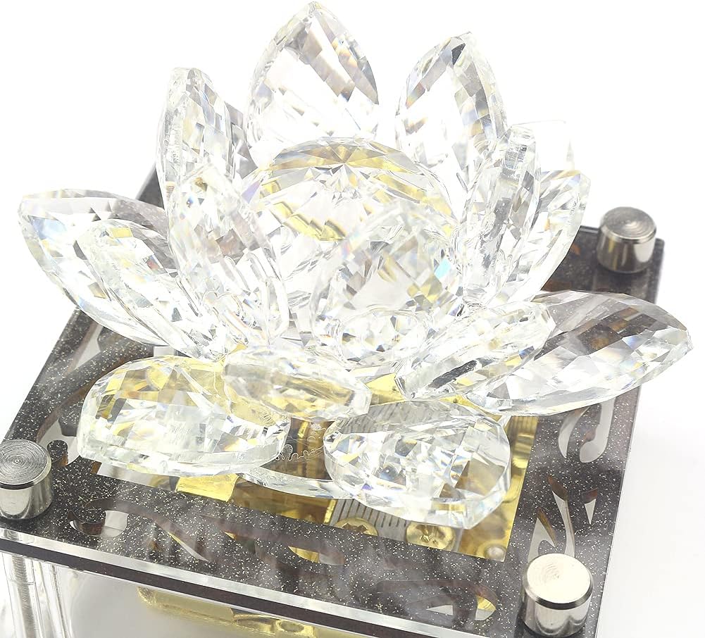 SOFTALK Acrylic Music Box Clockwork Creative Musical Boxs Beautiful Melody for Christmas, Birthday Valentine's Day Gifts (Transparent Crystal Flower, Tune:Moonlight Densetsu)