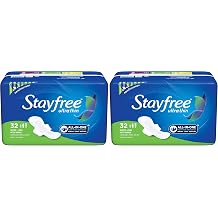 Stayfree Ultra Thin Super Long Pads with Wings For Women, Reliable Protection and Absorbency of Feminine Moisture, Leaks and Periods, 32 count Pack of 2