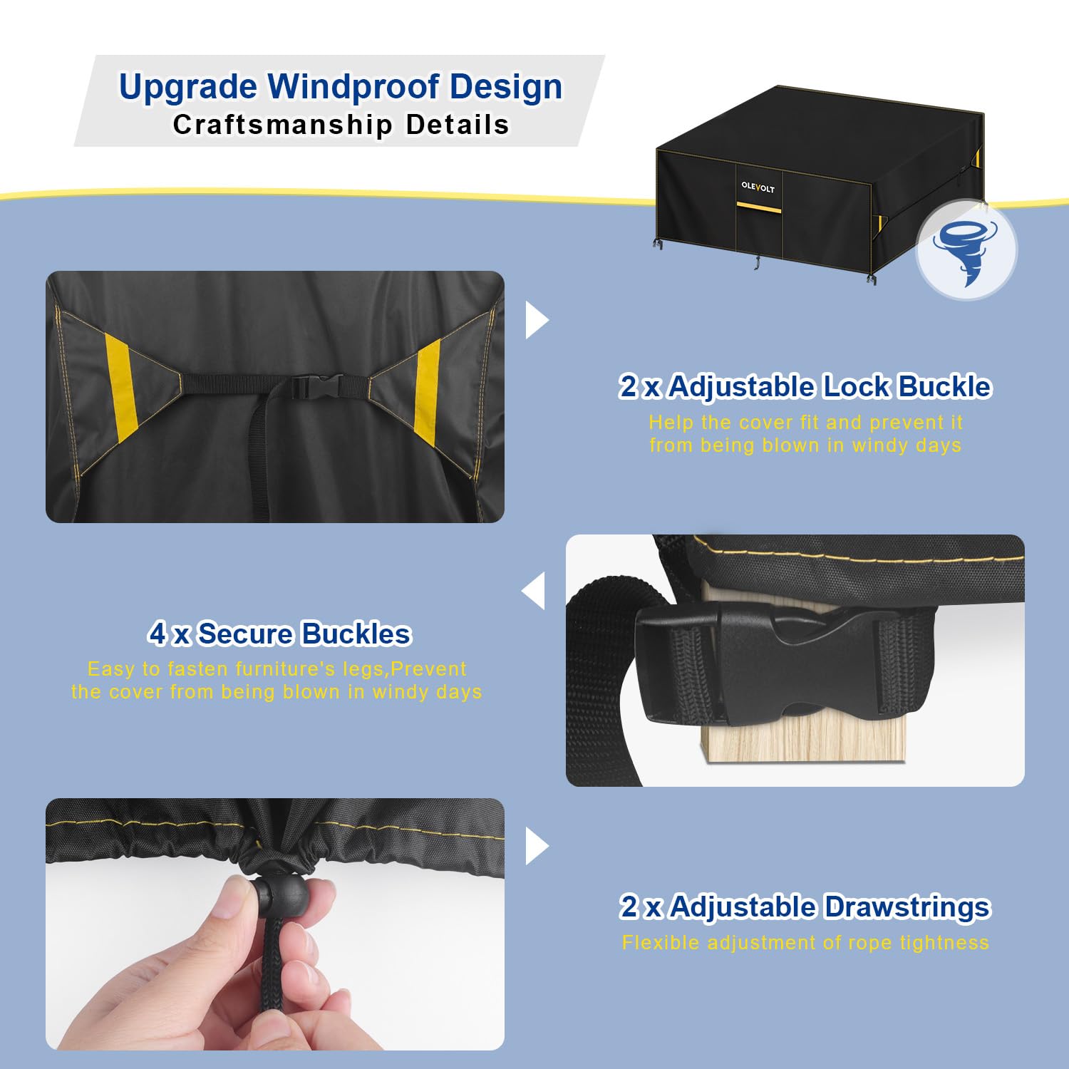 Funda Muebles Exterior Impermeable 600D Oxford Funda Muebles Jardin | Funda para Mesa de Jardin Fundas para Muebles de Terraza Funda Exterior Impermeable para Mesas Sillas Sofás 220x150x90cm