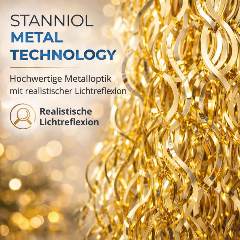 TK Gruppe Timo Klingler Złote Świecidełko Lametta - Technologia Metalowa - Realistyczne Dekoracje na Boże Narodzenie