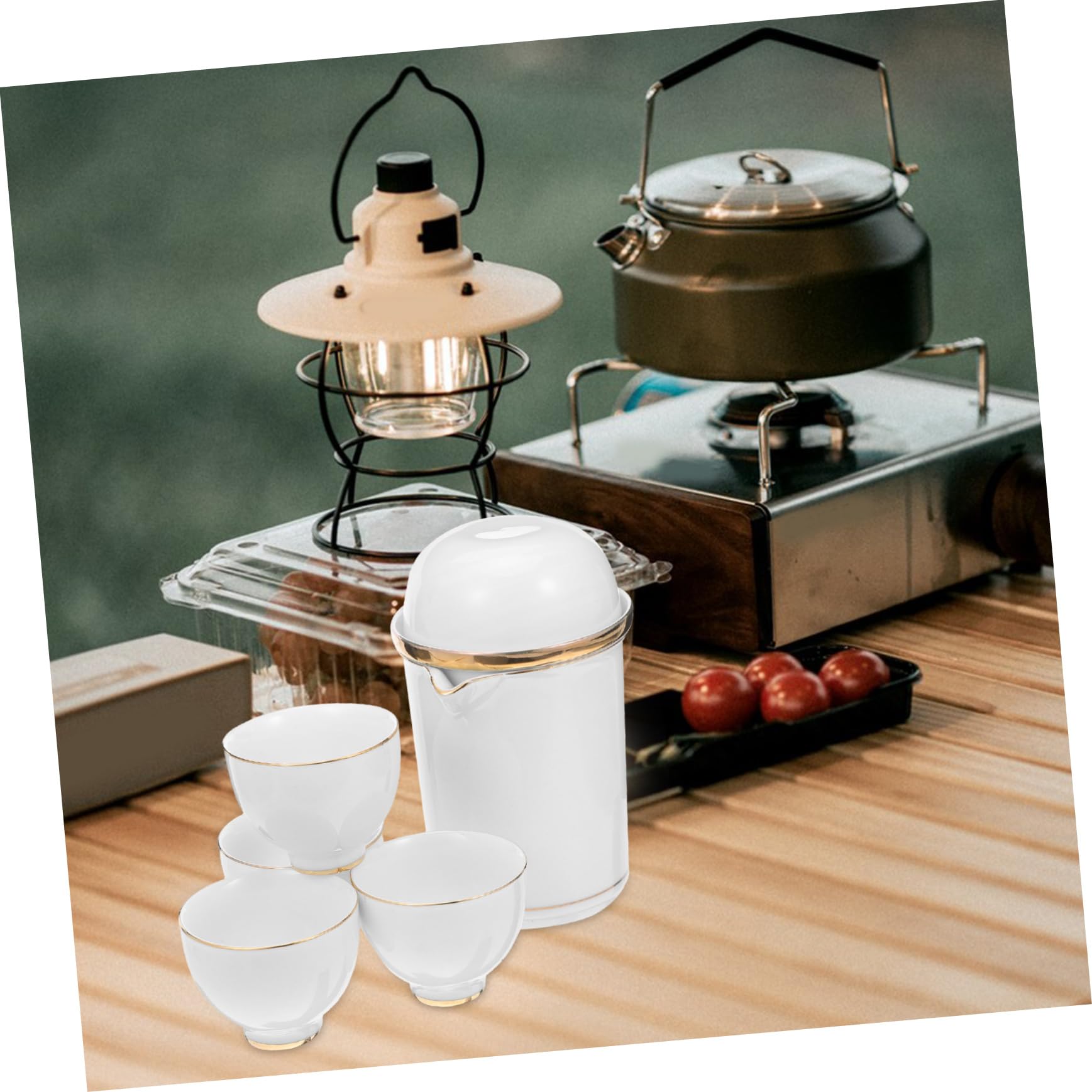 OUNONA Ceramiczny Do Herbaty Kung Fu z Porcelanowym Imbrykiem i Filiżankami z Wytrzymałą Antywstrząsową Torbą Do Podróży Pikniki i Ceremonii Herbacianych Świeżym Powietrzu