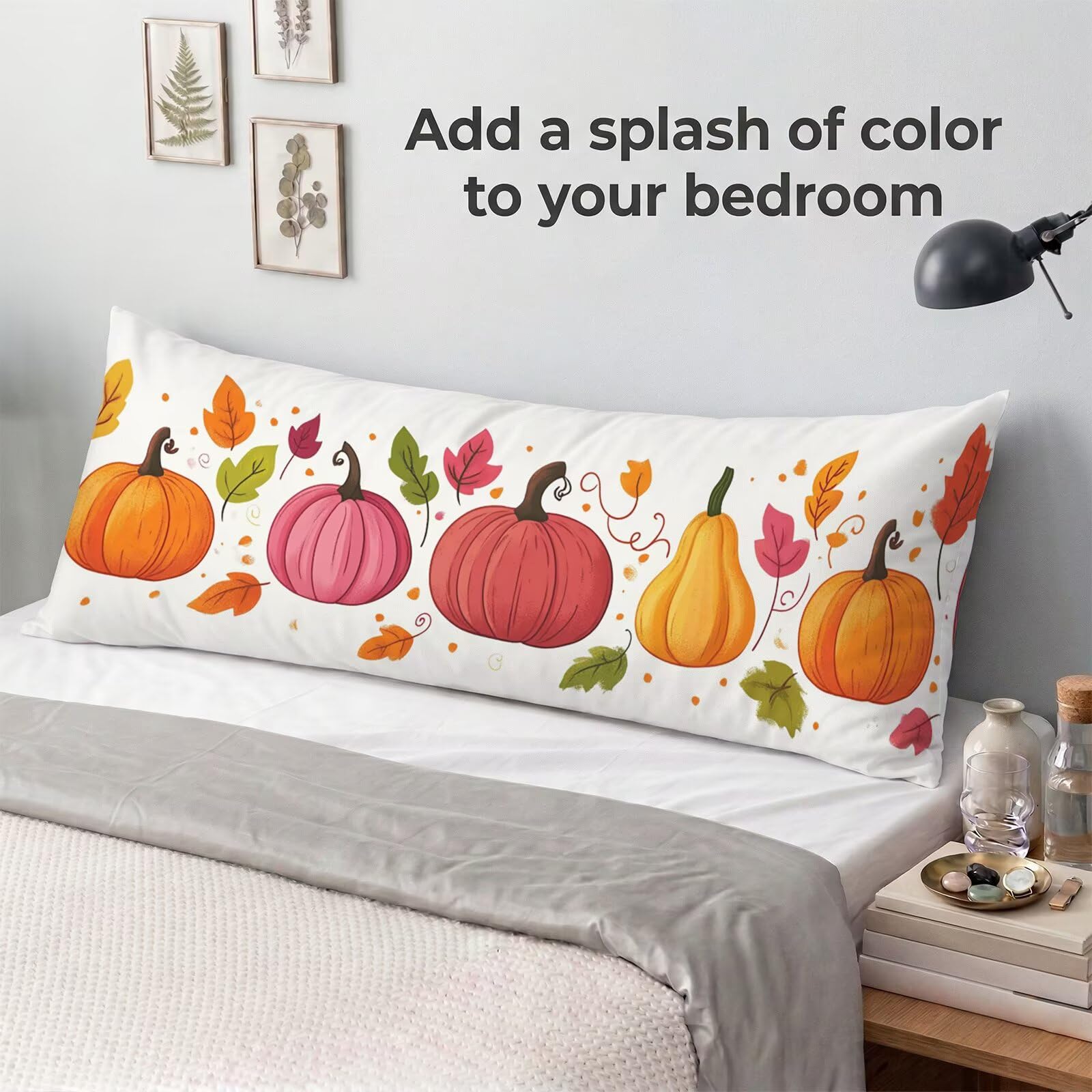 Dynia długa poszewka na poduszkę 60 x 180 cm, poszewka na poduszkę premium aksamitna poszewka na poduszkę na Halloween, Ortopedyczna poszewka na poduszkę Ciąża Ciąża, trwała poszewka na poduszkę do
