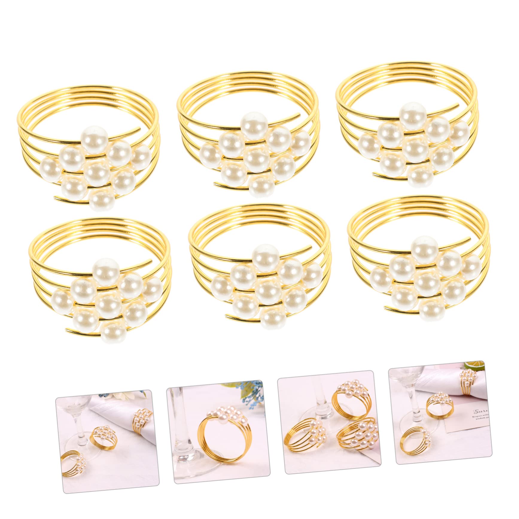 PRETYZOOM 24pezzi Portatovaglioli Con Decorazione Perla Da Anelli Per Tovaglioli Eleganti Per Matrimoni e Ristoranti Accessori Per La Tavola Decorativi