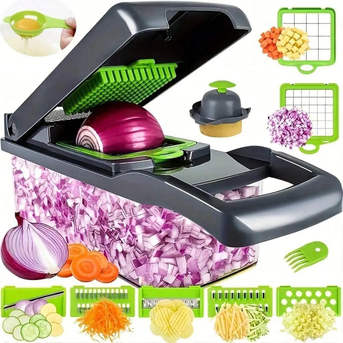 Cortador de Legumes 16 em 1 Picador Multifuncional – Fatiador de Alimentos Frutas Cebola