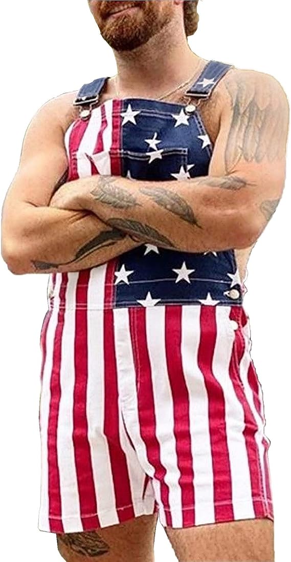 Patriotic overall shorts Clearance