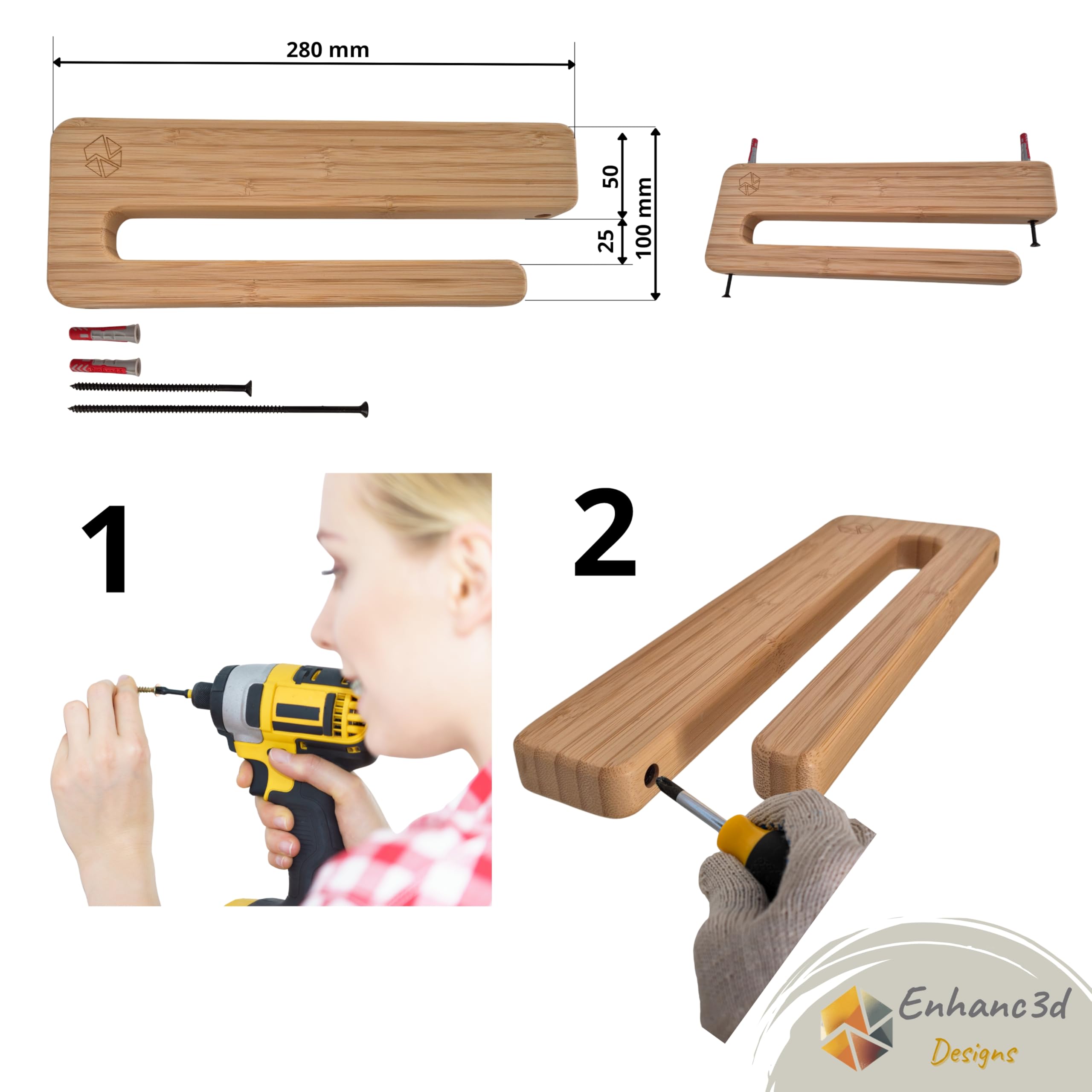 Supporto verticale per skateboard in legno di bambù, design moderno e robusto, gancio da parete per skateboard, supporto longboard da parete, progettato in Europa.