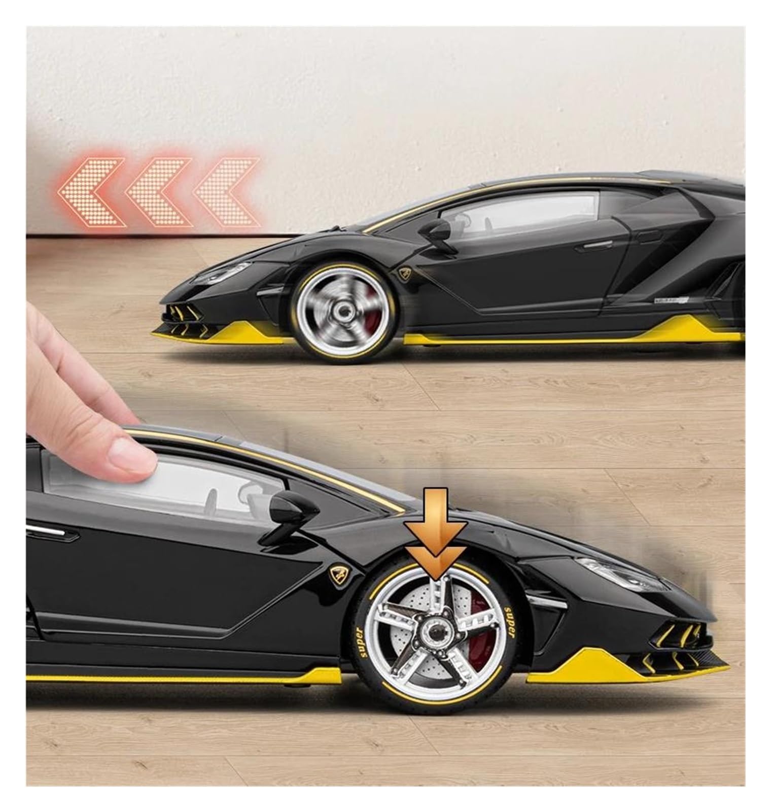 Veicoli a Motore in Scala 1:18 for La Collezione di Modellini di Auto in Lega di Zinco Pressofusa for Lamborghini Centenario LP770-4 Mini Statici Modello di Auto Replica(Black)