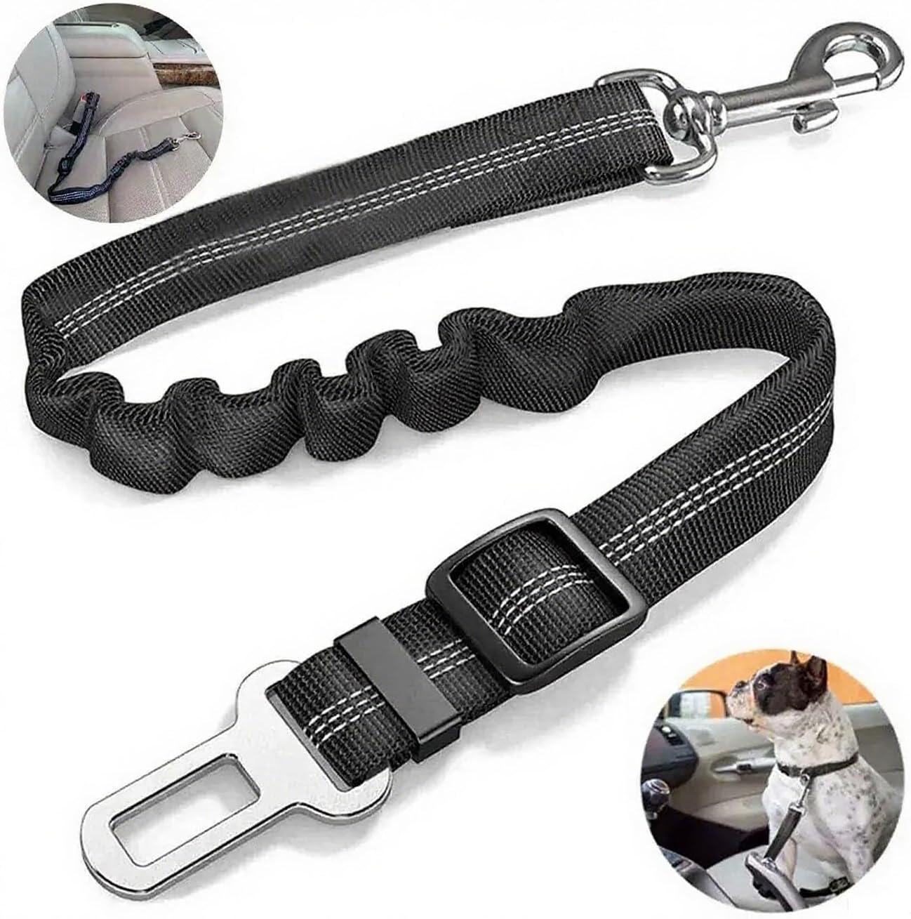 PawSafe 1PC Dog Seatbelt, Dog Seat Belt 3-in-1 Car Harness for Dogs, Black