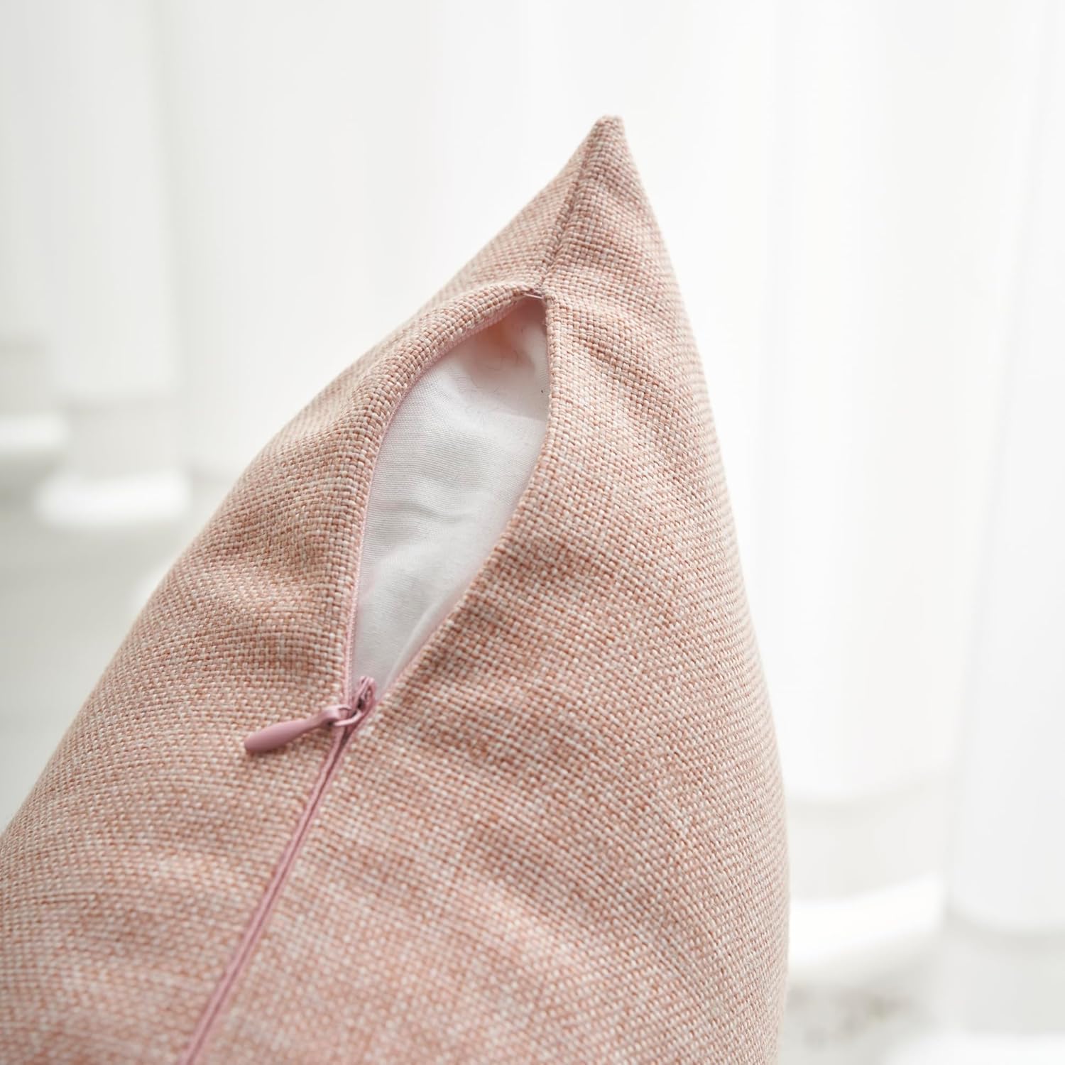 Demetex 24x24 Pillow Covers Pink Mothers Day Decorative Linen Throw Pillows for Couch Modern Square Euro Shams for Bed Sofa Bench Party Decorations, Set of 2, 24 x 24 inch, Pink