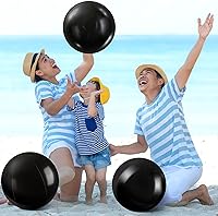 Vista 5 de Sinmoe 8 piezas inflables de color blanco y negro para decoración de pelotas de playa sólidas para piscina, pelota flotante para manualidades
