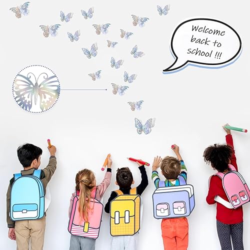 Miniatura 6 de 48 PCS Laser Butterfly Decorations, 3D Butterfly Decoration with 4 Styles 3 Sizes, Removable Butterfly Wall Decor Stickers (Laser)