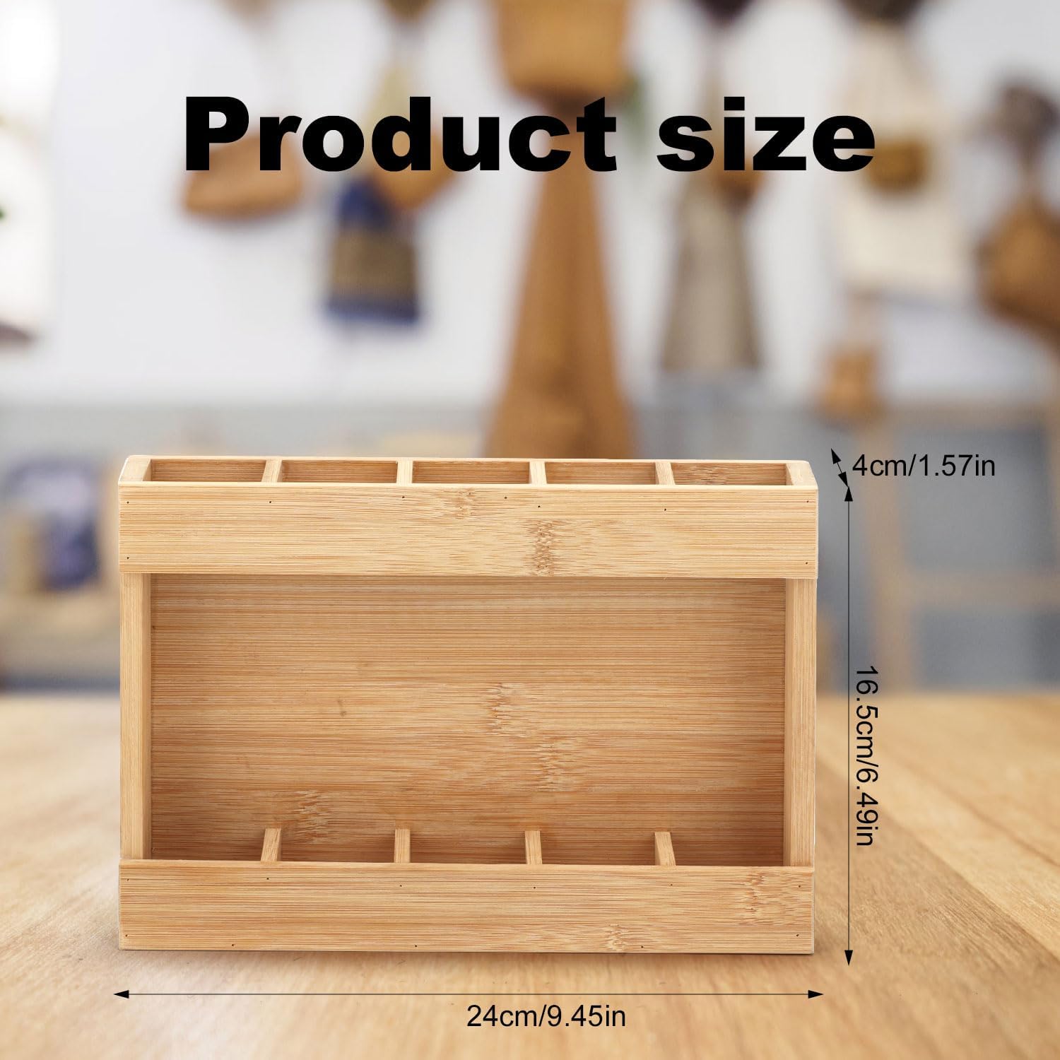 Wooden Straw Holder, Tumbler Straw Organizer Rack with Double Sided Adhesive Tape Drinking Straw Holder Dispenser Accessories Glass Straw Storage Container Supplies for Kitchen Counter Cabinets - Image 2