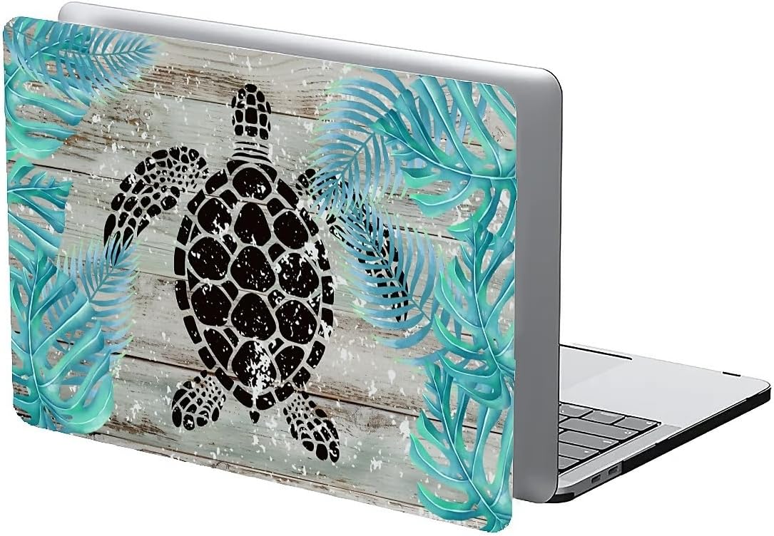 Compatible with MacBook Air 15 Inch Case 2023 M2 Chip Model A2941, Plastic Hard Shell Case for Mac Air 15 with Touch ID (2023) - Sea Turtle Wood Grain