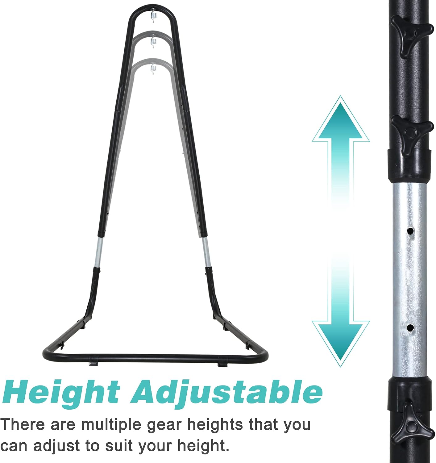 Vnewone Hammock Chair Stand Hanging with Height Adjust from 78.8'' to 96.5'' Solid Steel Construction Only Capacity 400LBs for Air Porch Swing w/Weather-Resistant Finish,Black