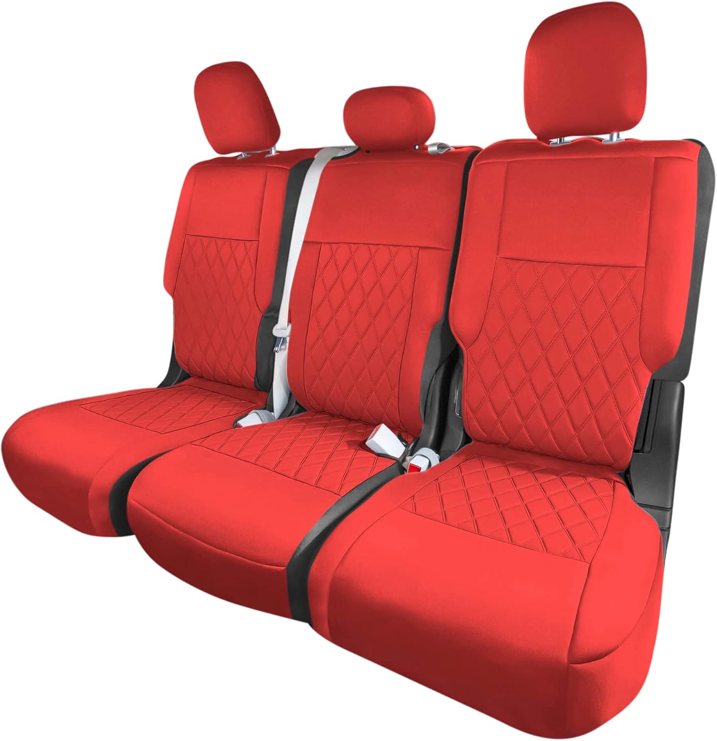 FH Group Custom Fit Car Seat Covers Specifically Made for 2020-2024 Ford Explorer Base, Ultraflex Neoprene Water Resistant Automotive Seat Covers - 2nd Row Set Solid Red