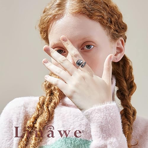 Miniatura 2 de Linawe Adjustable Chunky Rings for Women, 14K GoldRose GoldSilverBlack Hug Ring, Thumb Knuckle Signet Infinity Wave Rings, Stacking Spoon Rings
