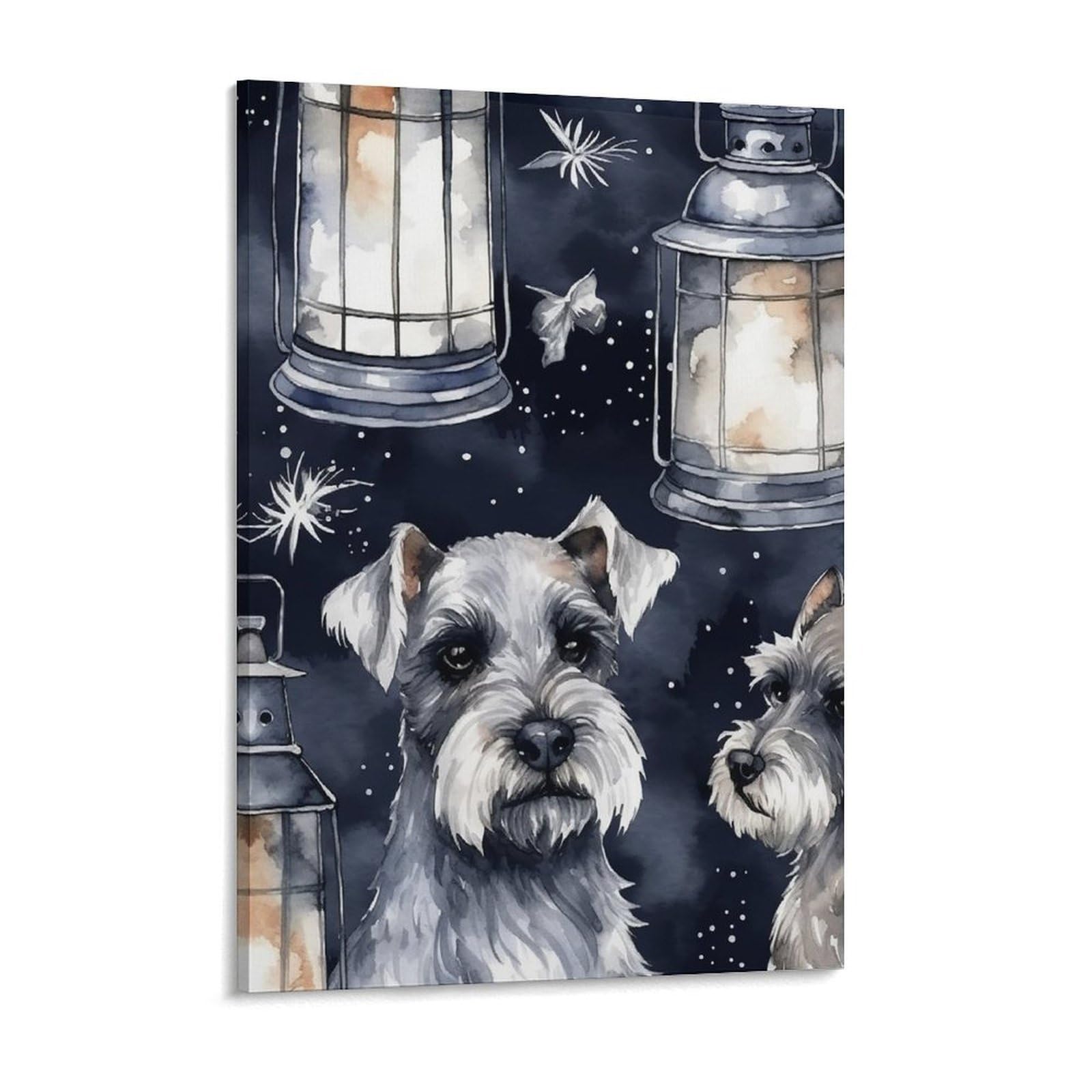 Dog And Lantern Canvas Wall Art for Bedroom 12x16inch Canvas Prints Artwork for Walls Modern Picture Artwork Painting for Living Room Aesthetic Wall Paintings for Bathroom Kitchen Office Deco