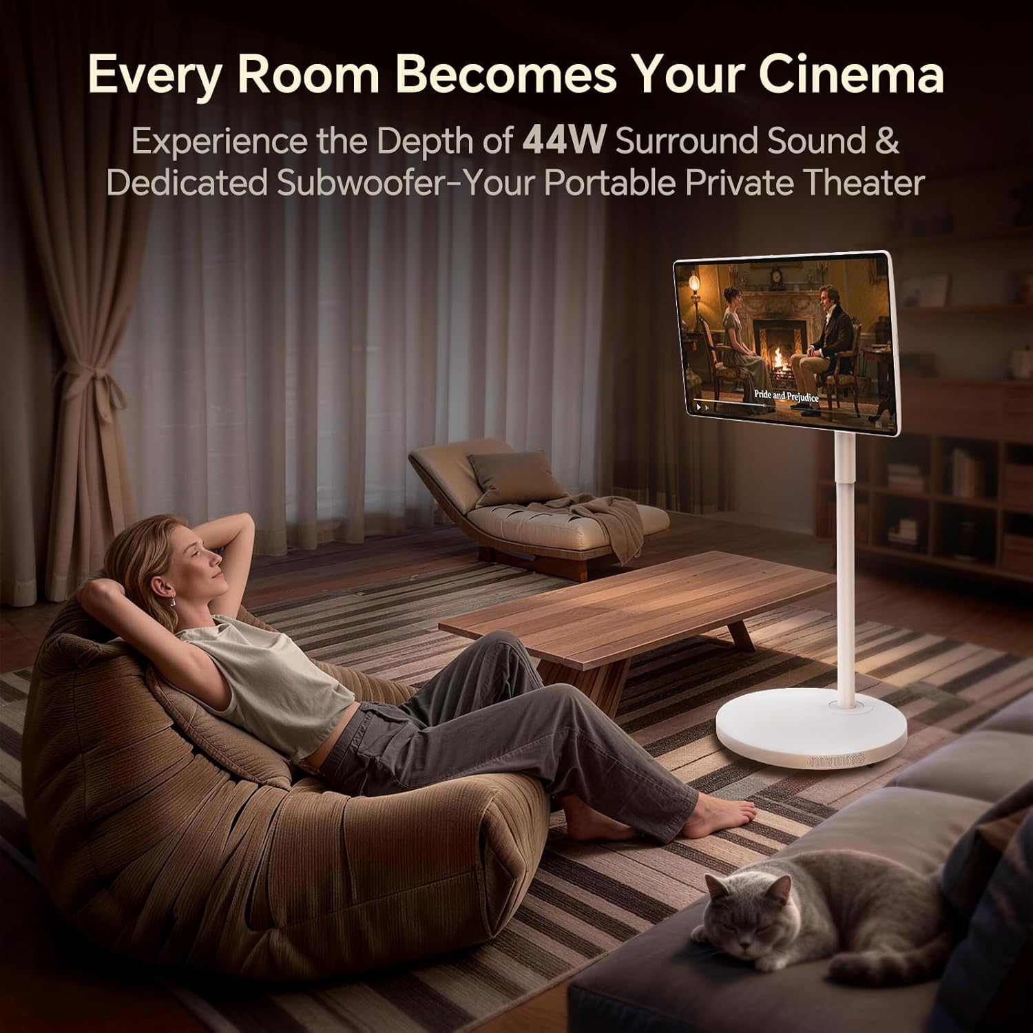 27&Quot; Portable Tv With Hi-Fi Audio, 44W Quad Speakers &Amp; Subwoo...