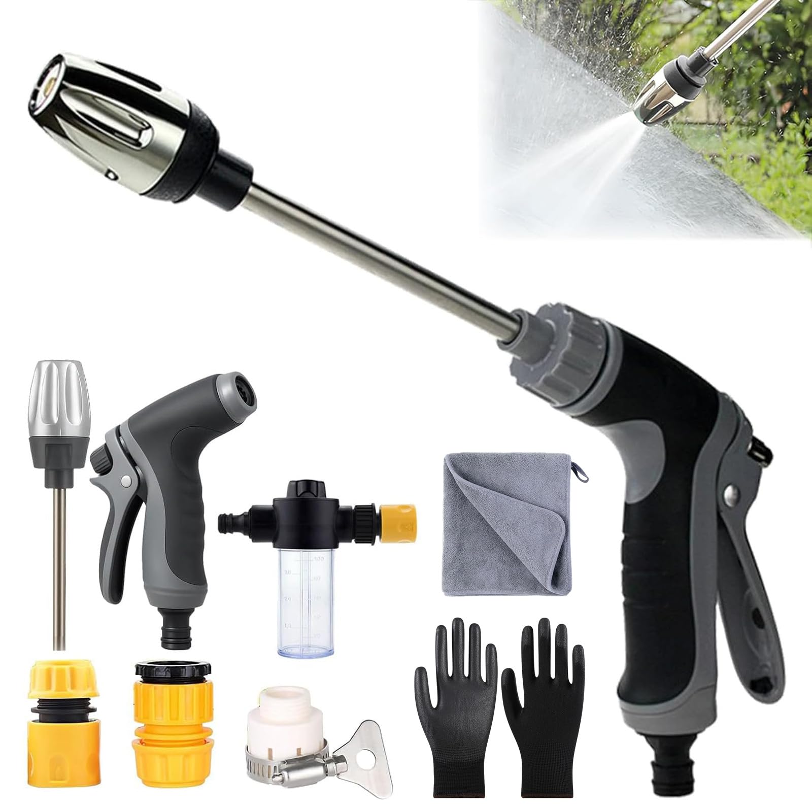 Jetterix Idropulitori, Jetterix Pressure Washer Nozzle con Serbatoio Schiuma, Lancia Idropulitrice Portatile, Ugello per Tubo Pistola, per Pulizia di Autolavaggio, Vialetto, Patio e Giardino (A,1PC)