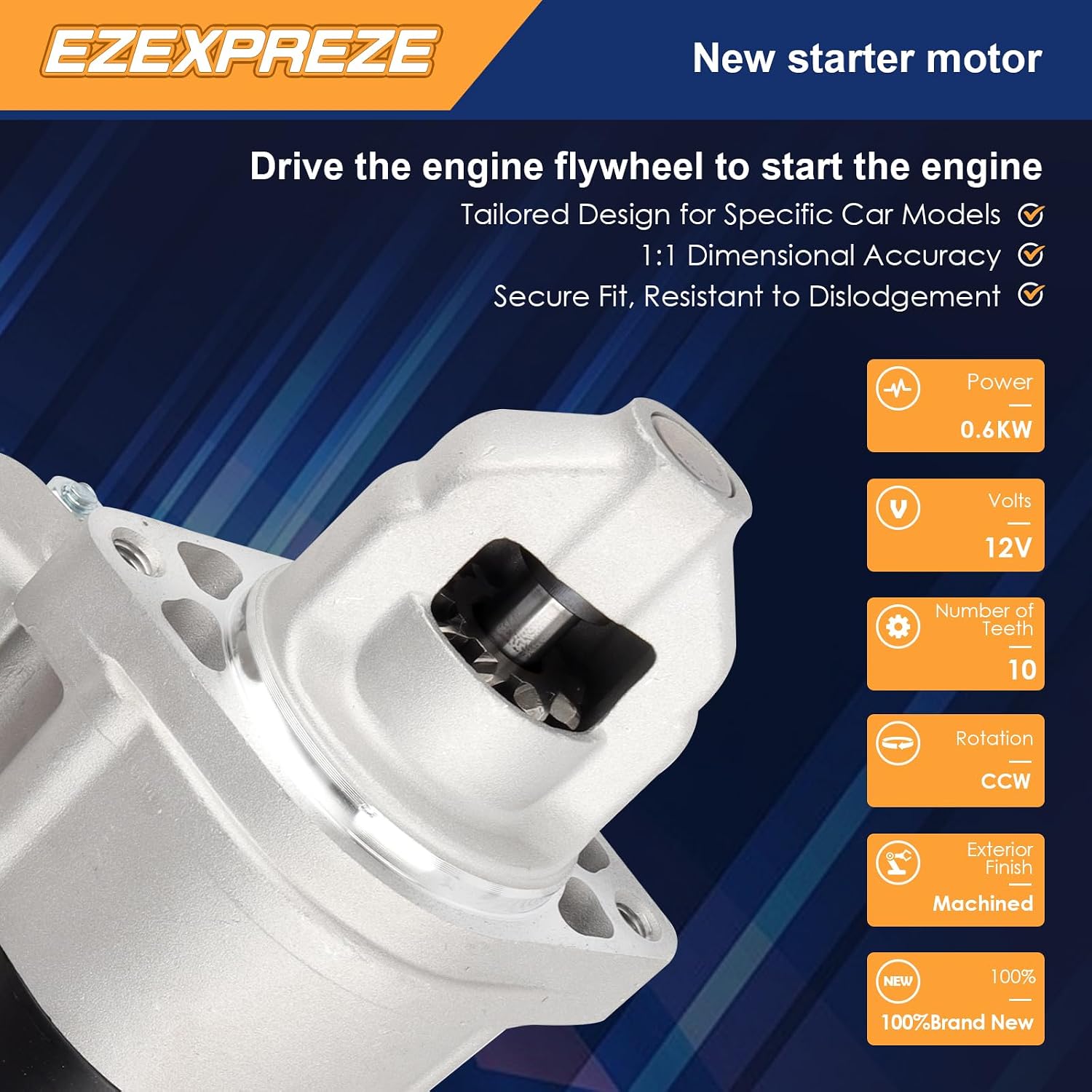 Ezexpreze 19169 New Starter Motor Replacement for Kawasaki FX730V FX691V FX600V FX651V FX541V FX481V, John Deere 636M 652R 648R Z445 Z920A WHP52A WH48A, OE# 428000-6600 21163-0756 21163-0754