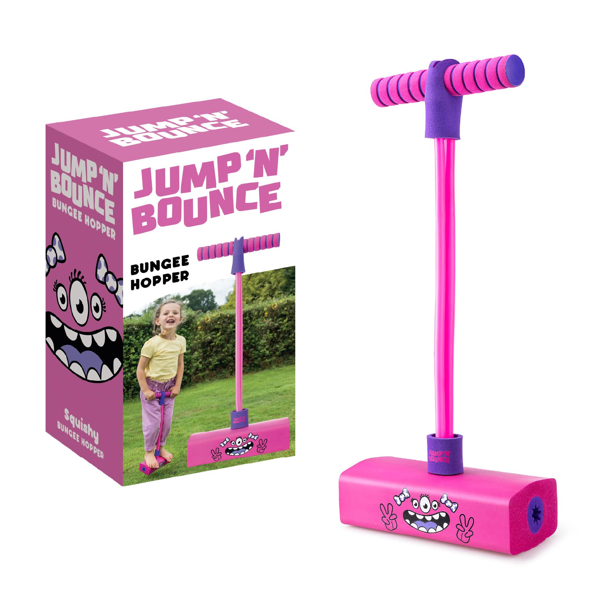 Jump ‘N’ Bouncer Bungee Hopper, Pogo Stick for Kids 3+, Foam Pogo Jumper Stick, Garden Toys Games, Purple
