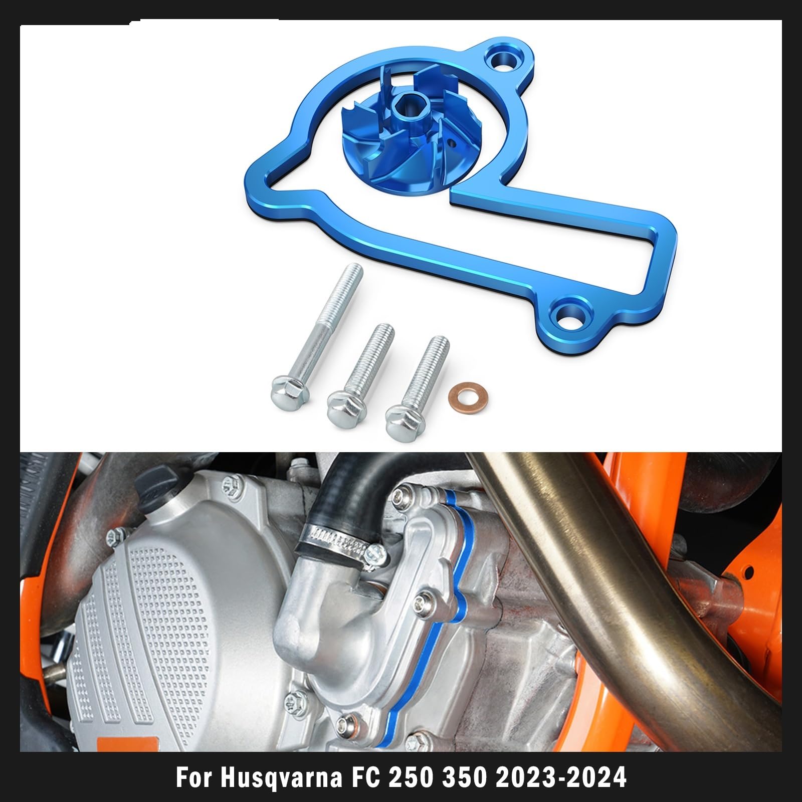 "Części motocyklowe Zespół pompy " Do FC 250 FC 350 FX 350 FE 350 2023-2024 SXF 450 Element dystansowy wirnika chłodnicy pompy wodnej(Orange)