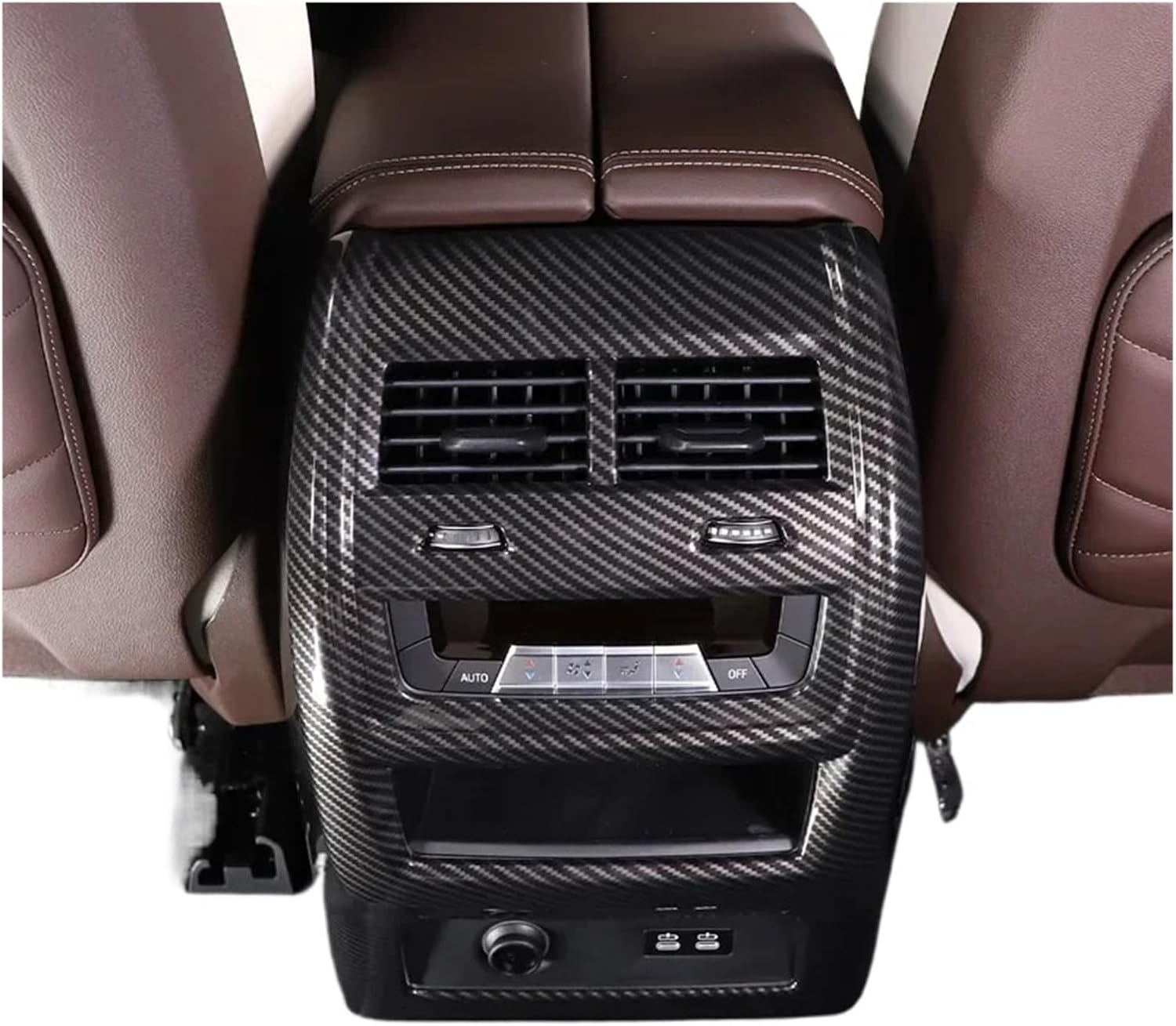 Compatible With X5 G05 22-24 ABS Silver/Carbon Fiber Car Rear Air Conditioner Outlet Anti-kick Panel Cover Trim Sticker Car Accessories(Style A carbon fiber)