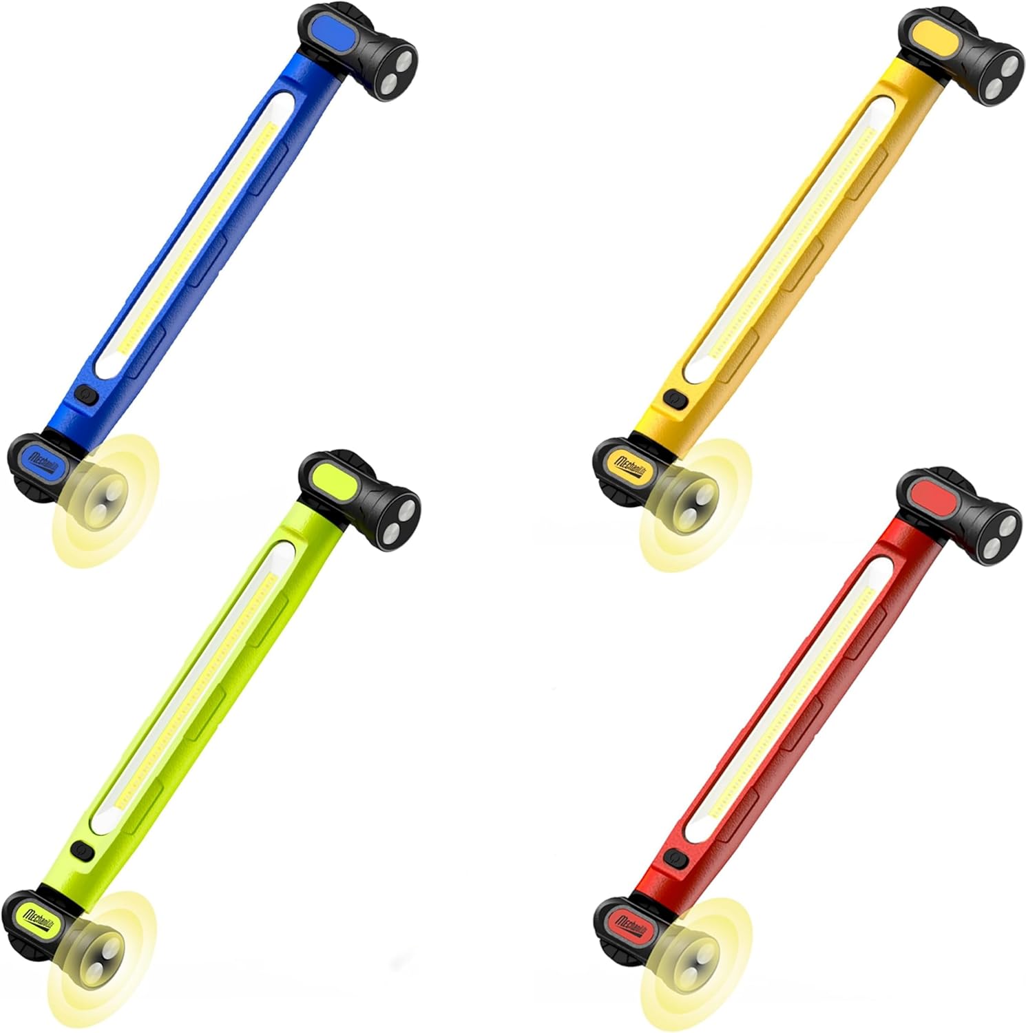 Under Hood Work Light Bar, 3000LM LED Magnetic Light Bar with Hooks, 5200mAh Cordless Rechargeable Hood Light for Mechanic/Car Repairing/Garage 4Pcs-Yellow & Red & Green & Blue
