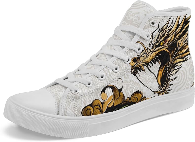 Womens Gothic High-Top Canvas Sneakers Punk Style Alternative Streetwear Canvas Shoes, Lace-Up Casual Skate Shoes for Men
