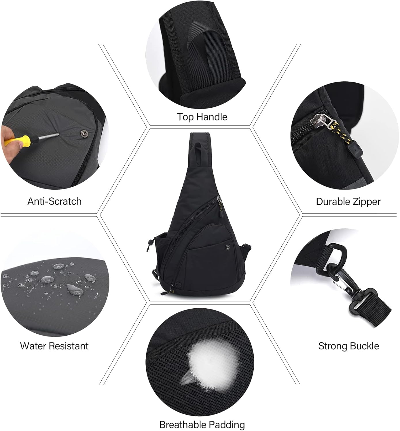 Peicees Sling Bag for Men Women Shoulder Bag Backpack Strap Pockets Chest Bag for Running Hiking Camping Exercise Outdoor - Image 3